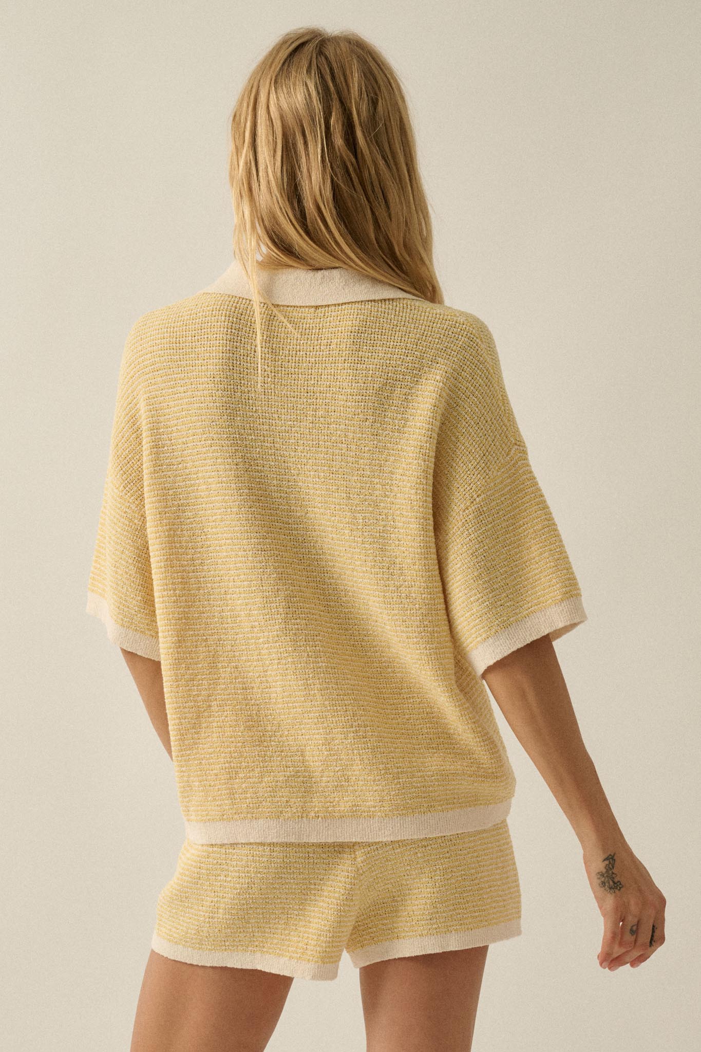 Days of Joy Striped Short-Sleeve Polo Sweater - Image 12