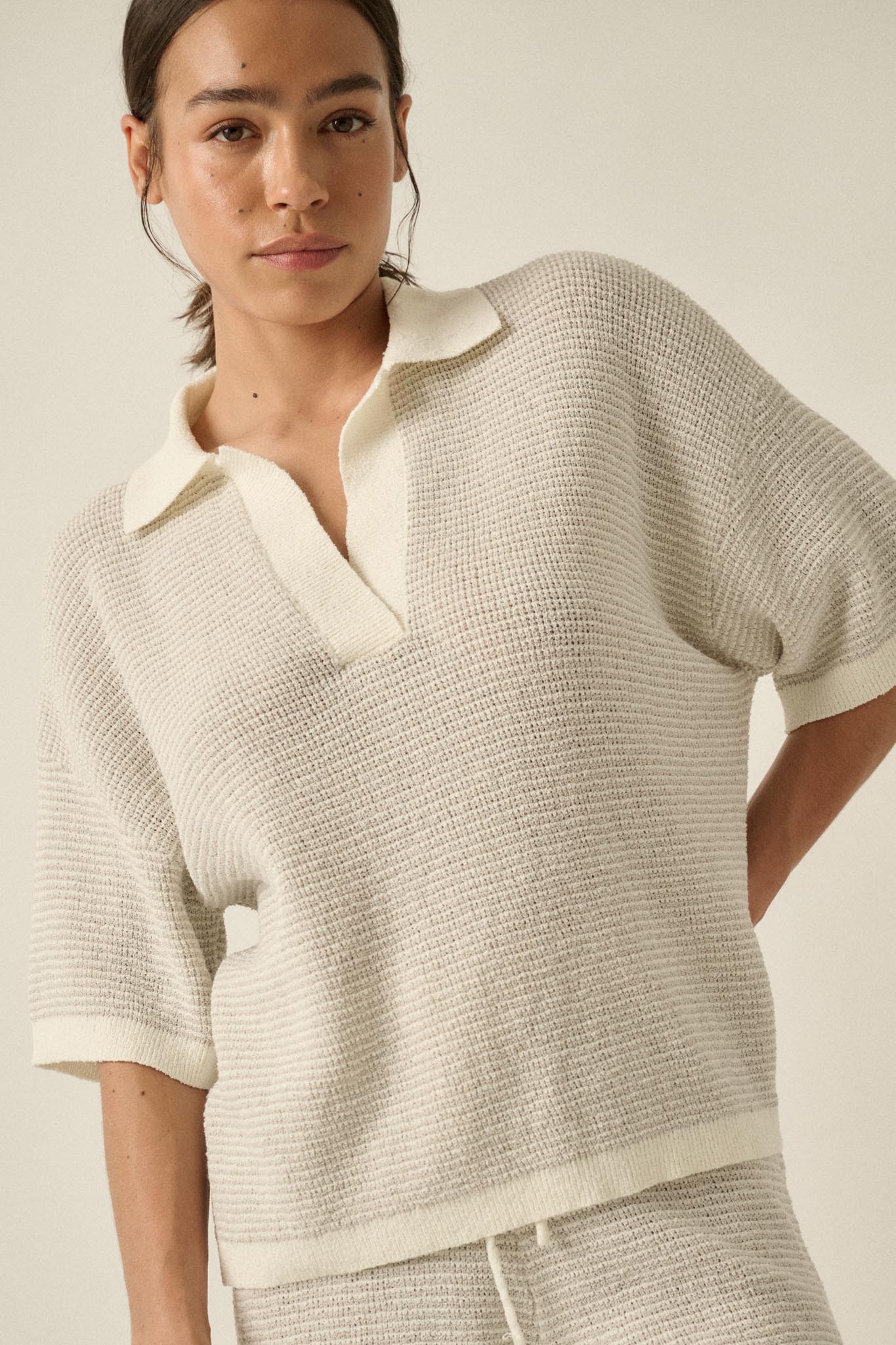 Days of Joy Striped Short-Sleeve Polo Sweater - Image 13