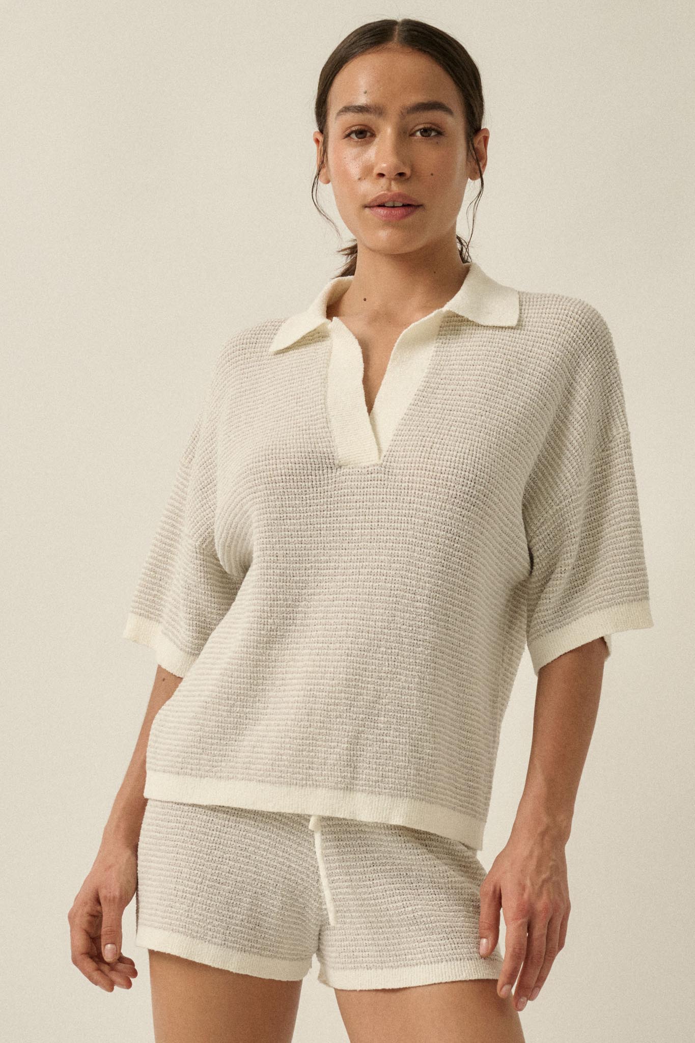 Days of Joy Striped Short-Sleeve Polo Sweater - Image 16