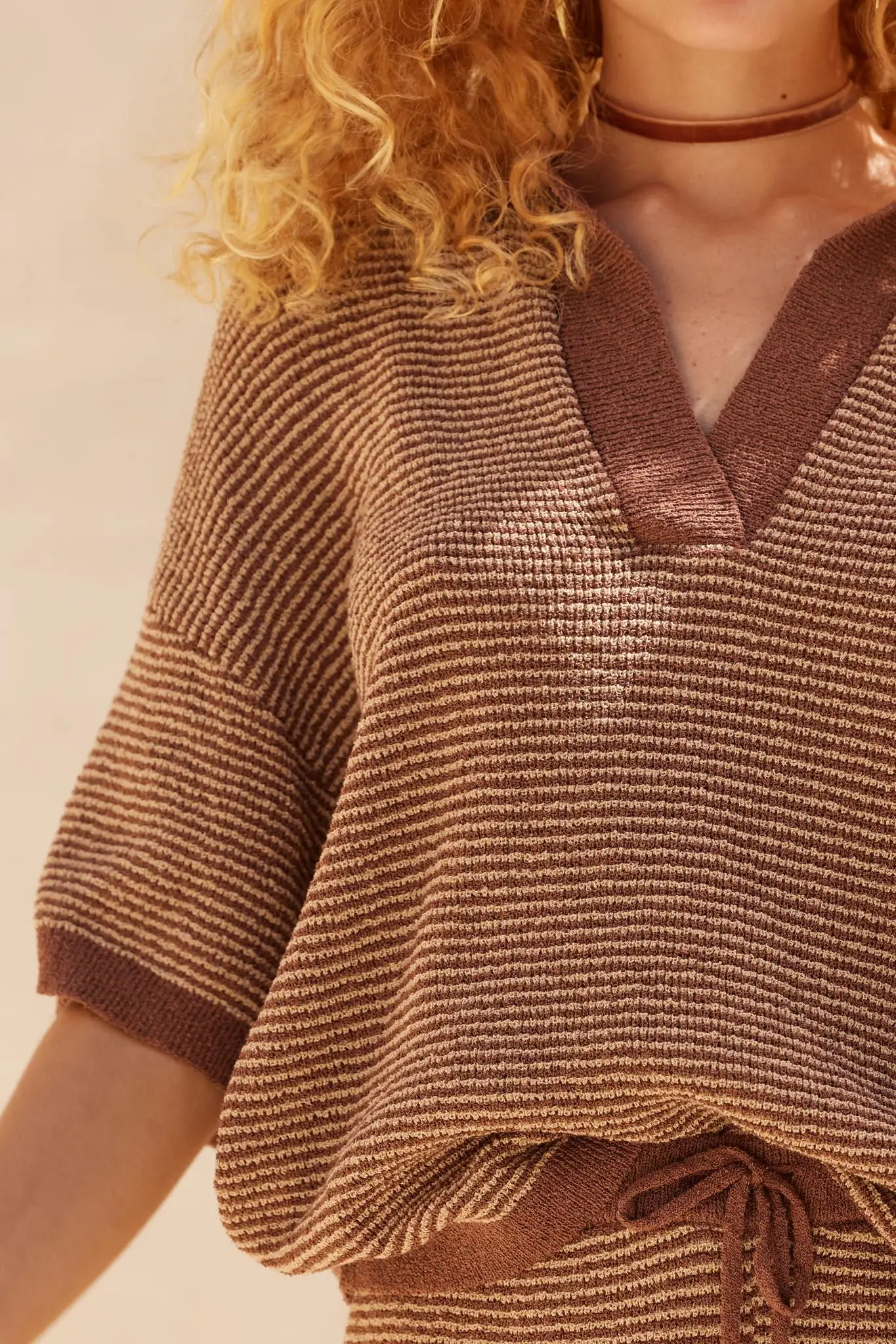 Days of Joy Striped Short-Sleeve Polo Sweater - Image 26