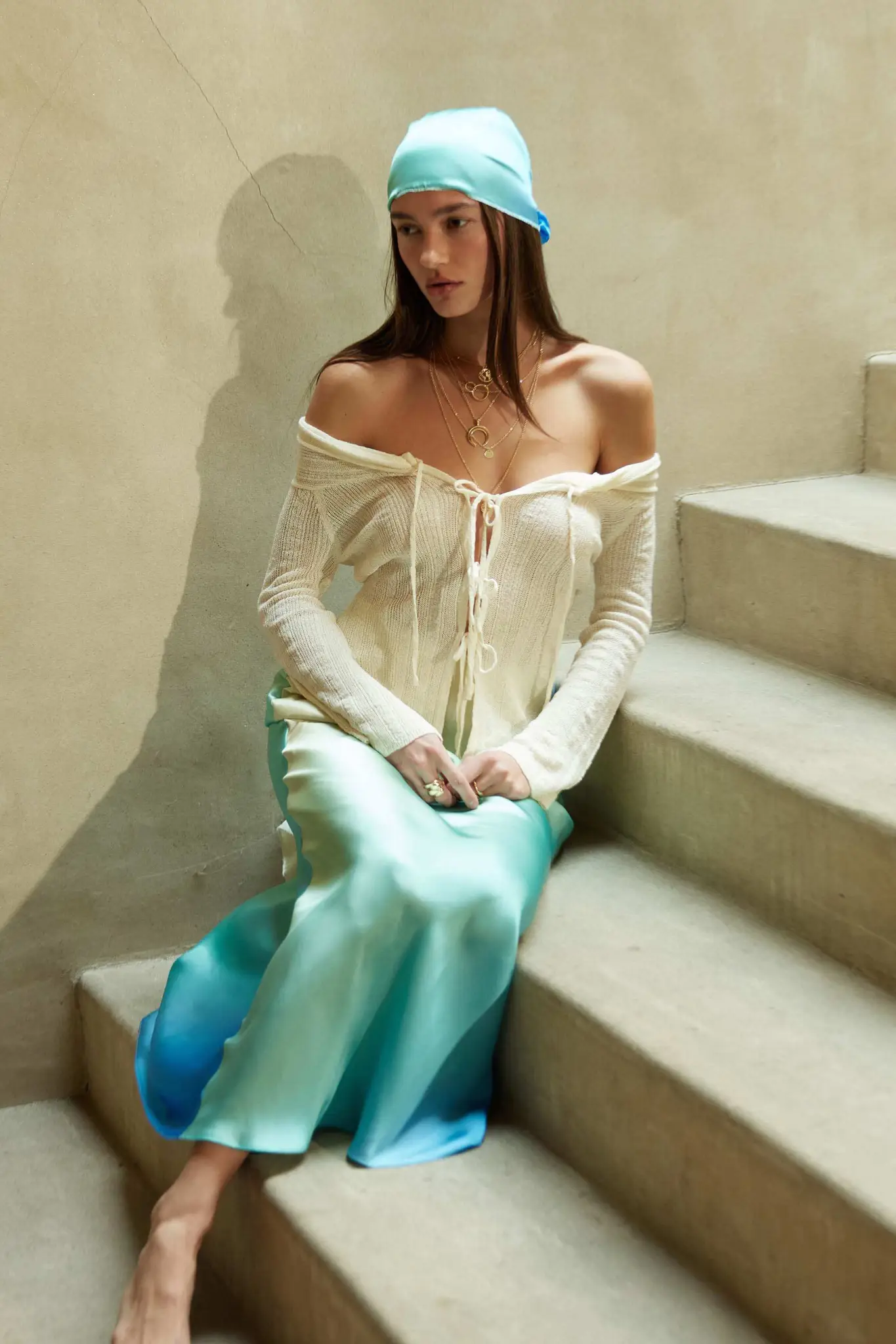 Dear Diary Off-Shoulder Tie-Front Cardigan - Image 3