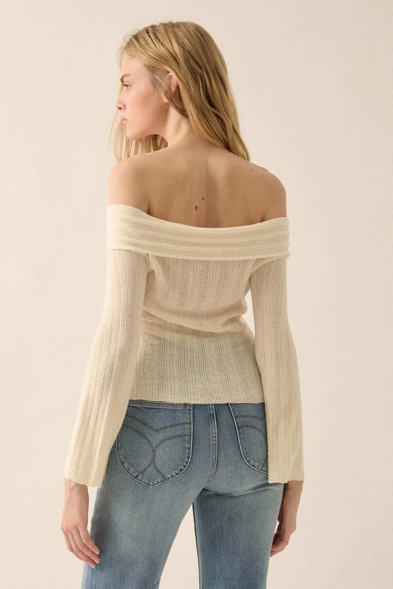 Dear Diary Off-Shoulder Tie-Front Cardigan - Image 9