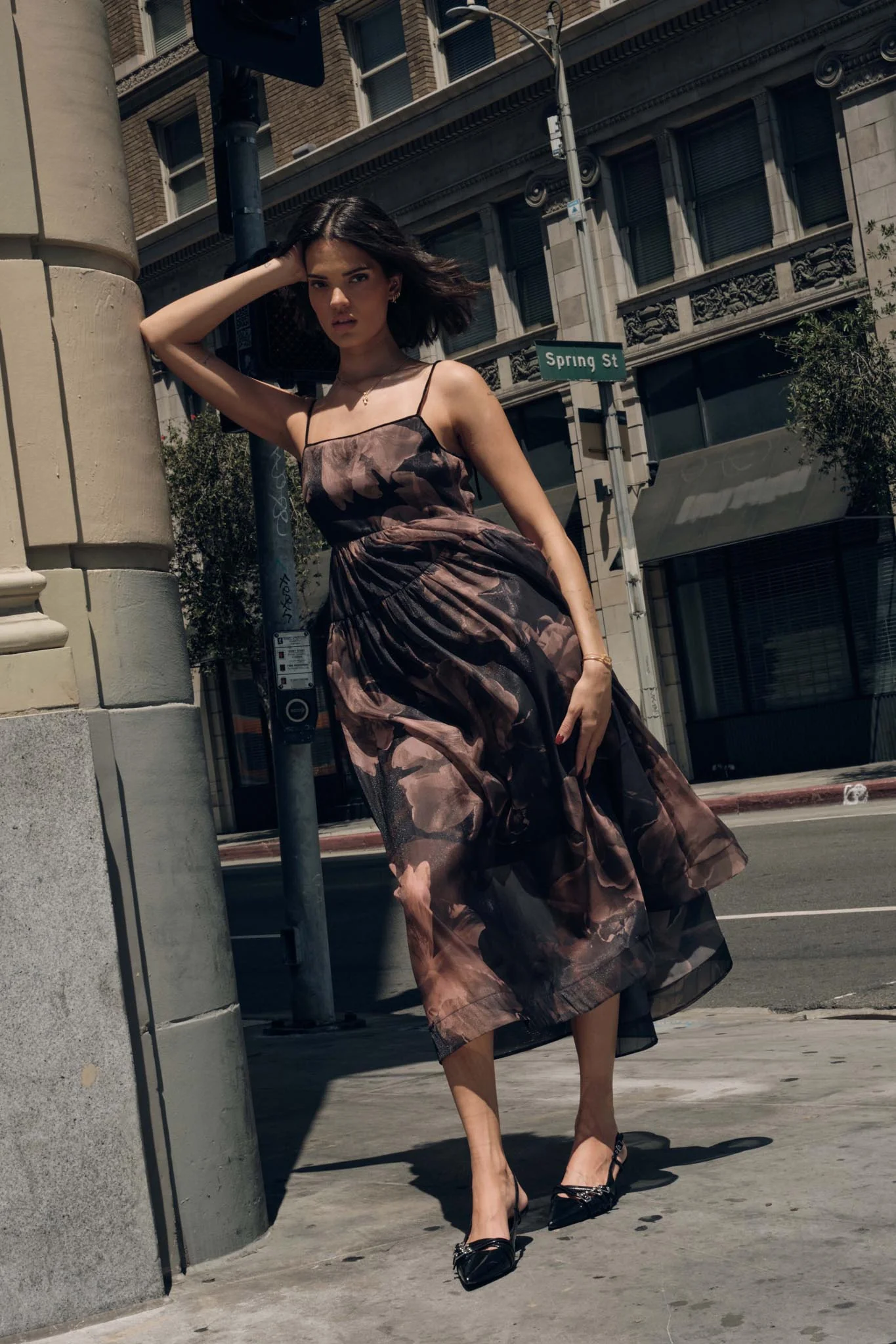 Decadent Blooms Floral Organza Midi Dress - Image 2