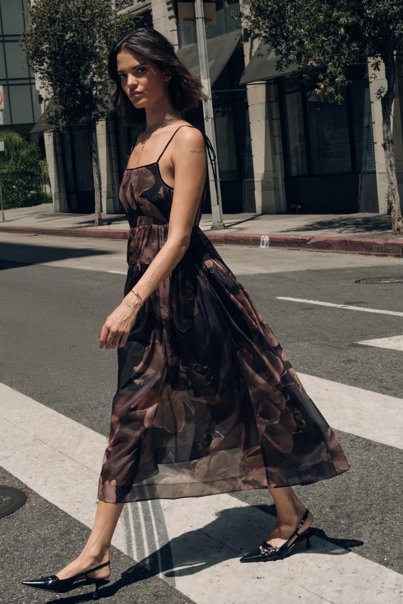 Decadent Blooms Floral Organza Midi Dress - Image 3