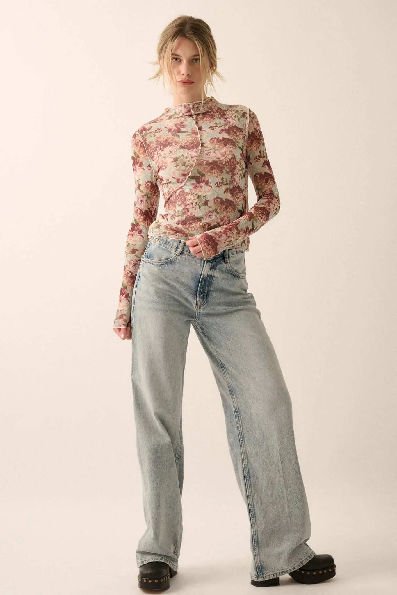 Delicate Blooms Floral Mesh Exposed-Seam Top - Image 6