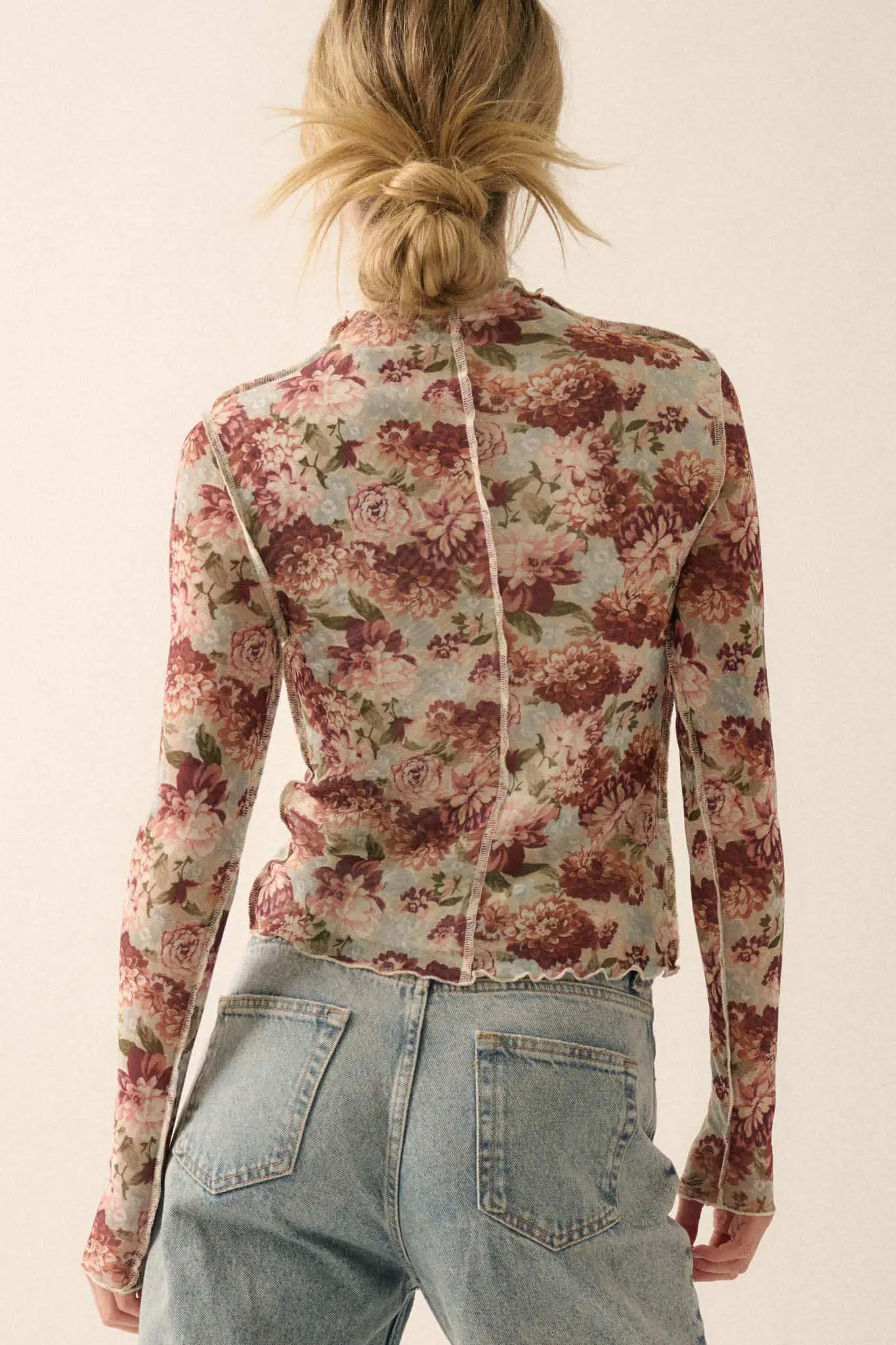 Delicate Blooms Floral Mesh Exposed-Seam Top - Image 9