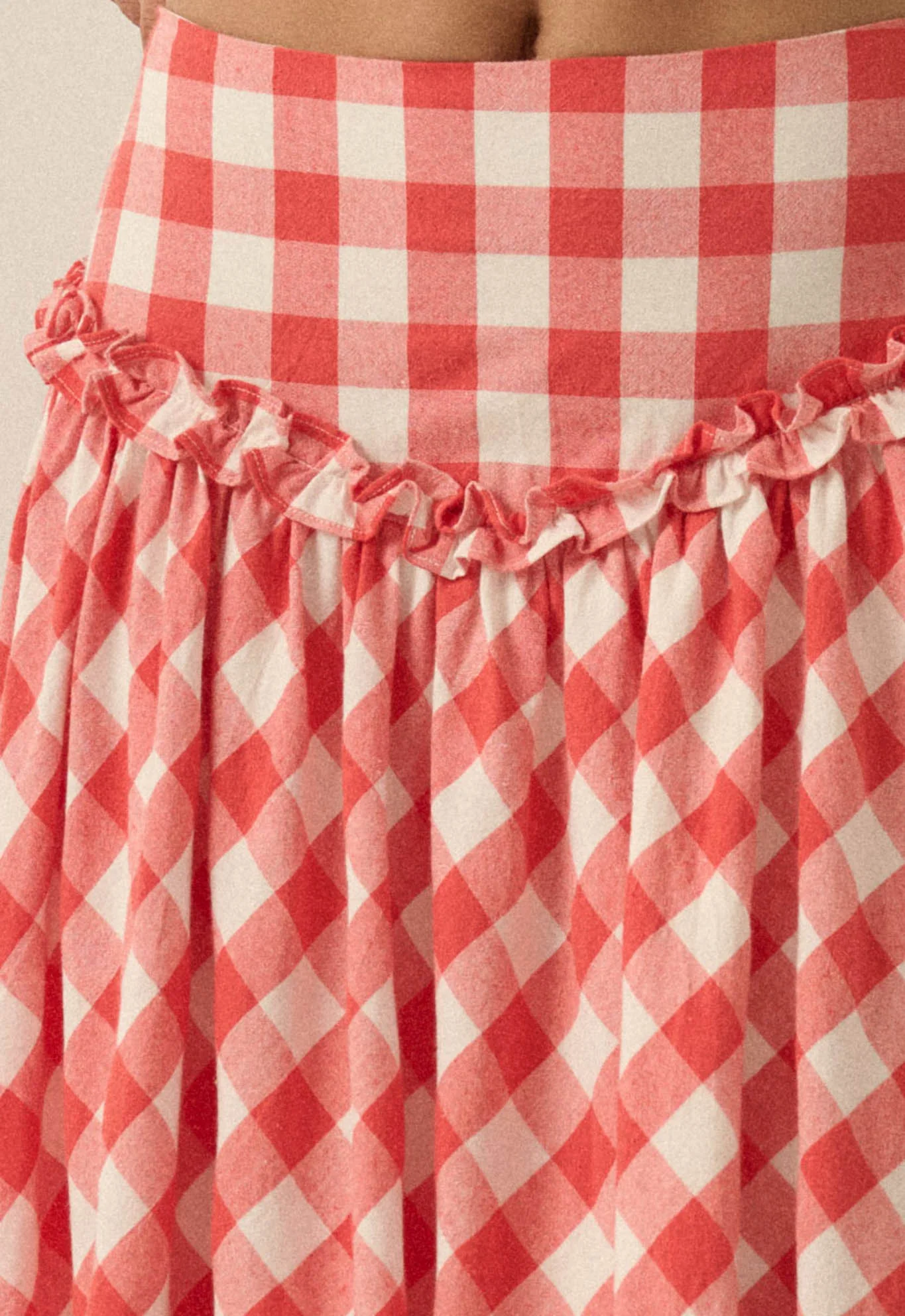 Delicious Days Gingham Plaid Drop-Waist Midi Skirt - Image 11
