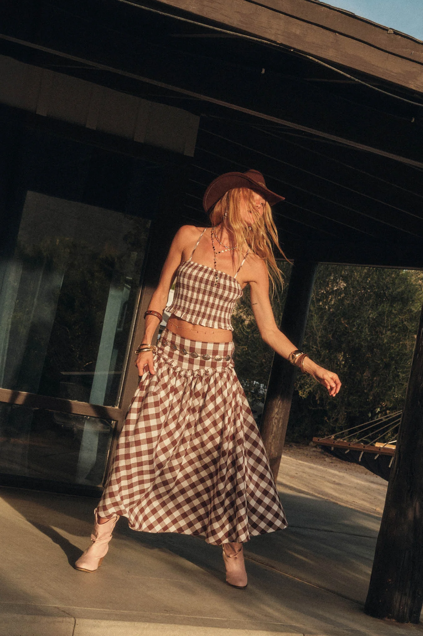 Delicious Days Gingham Plaid Drop-Waist Midi Skirt - Image 3