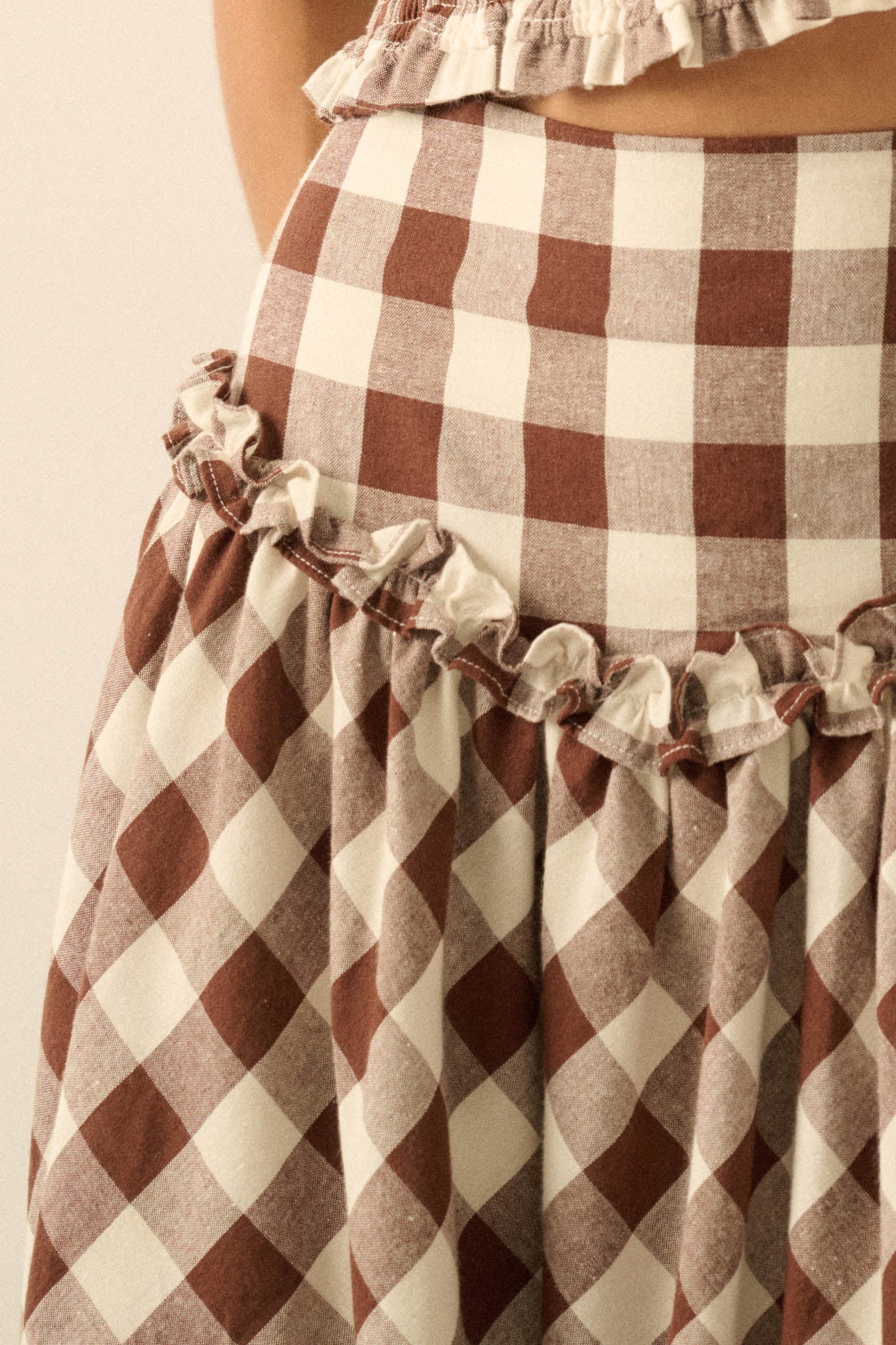 Delicious Days Gingham Plaid Drop-Waist Midi Skirt - Image 5
