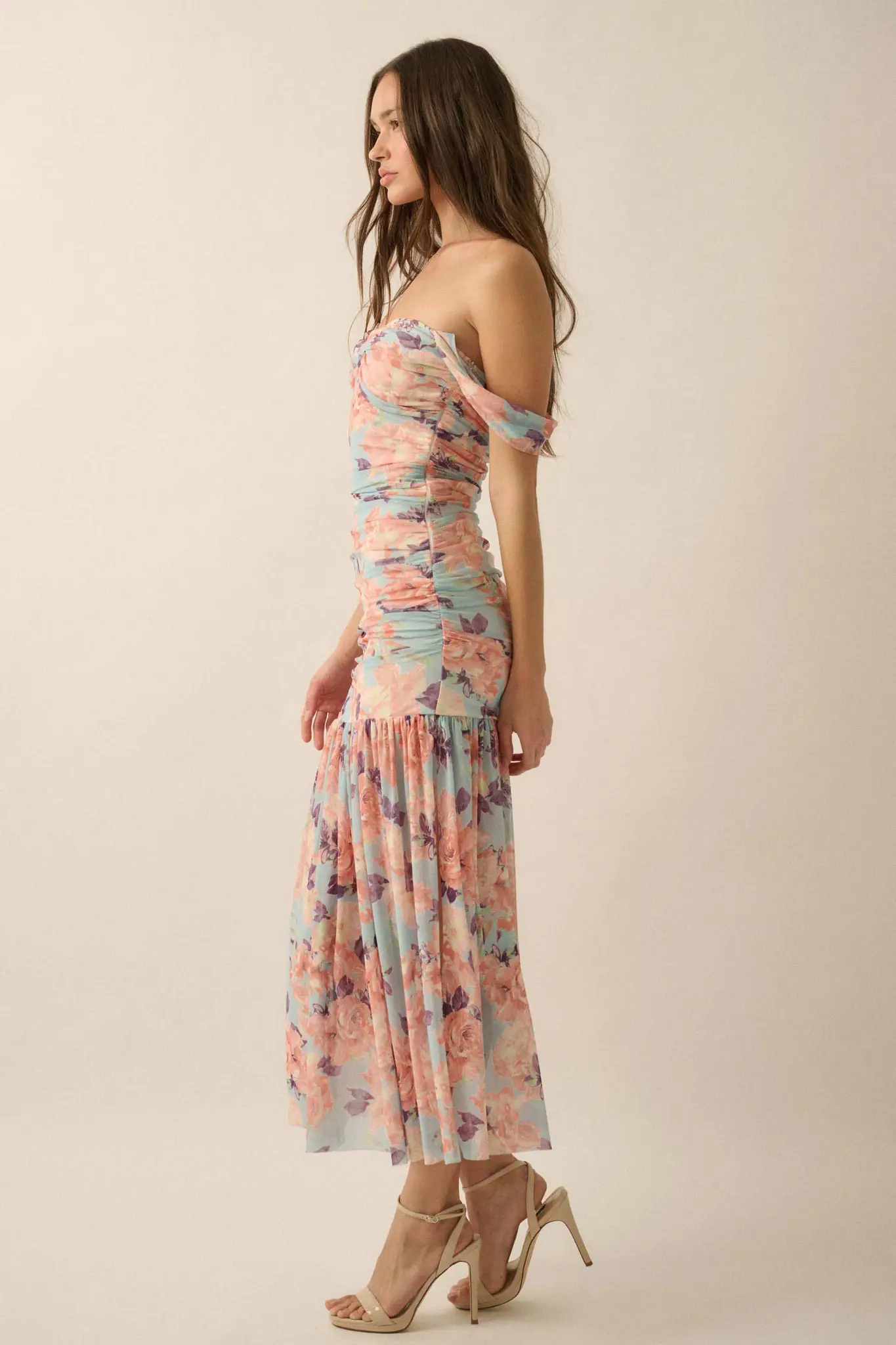 Dewy Dreams Floral Mesh Off-Shoulder Maxi Dress - Image 14