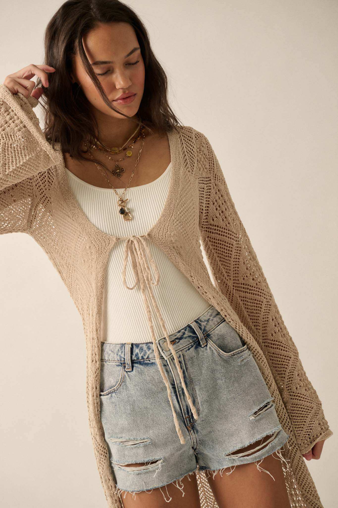 Diamond Days Geometric Crochet Duster Cardigan - Image 11