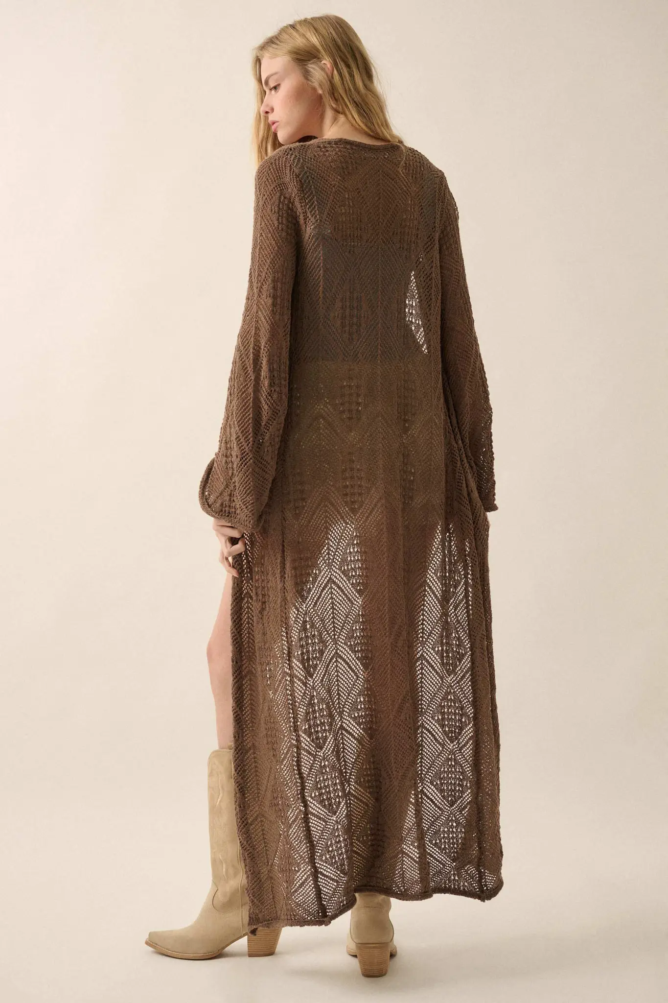 Diamond Days Geometric Crochet Duster Cardigan - Image 21