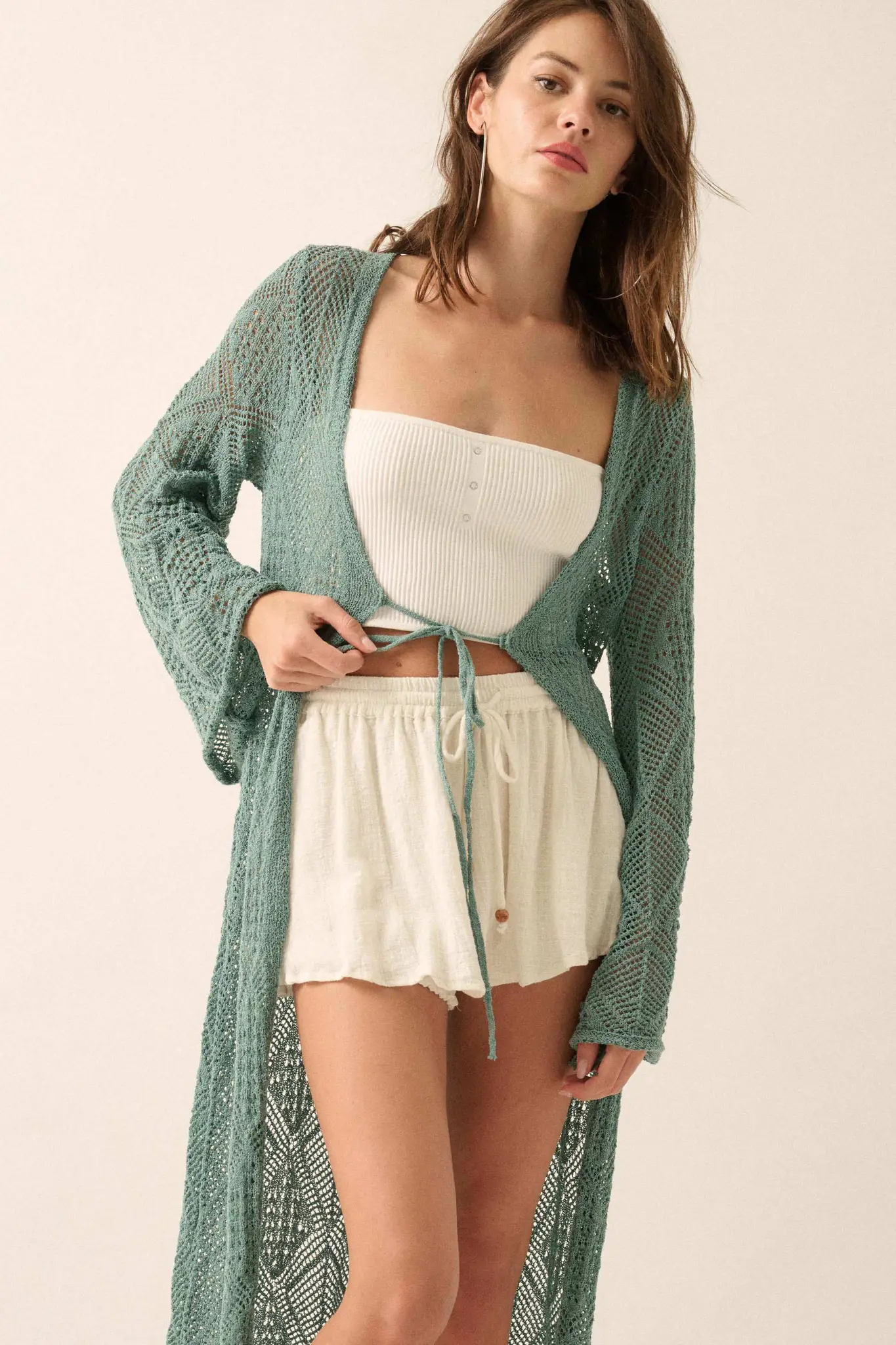 Diamond Days Geometric Crochet Duster Cardigan - Image 25