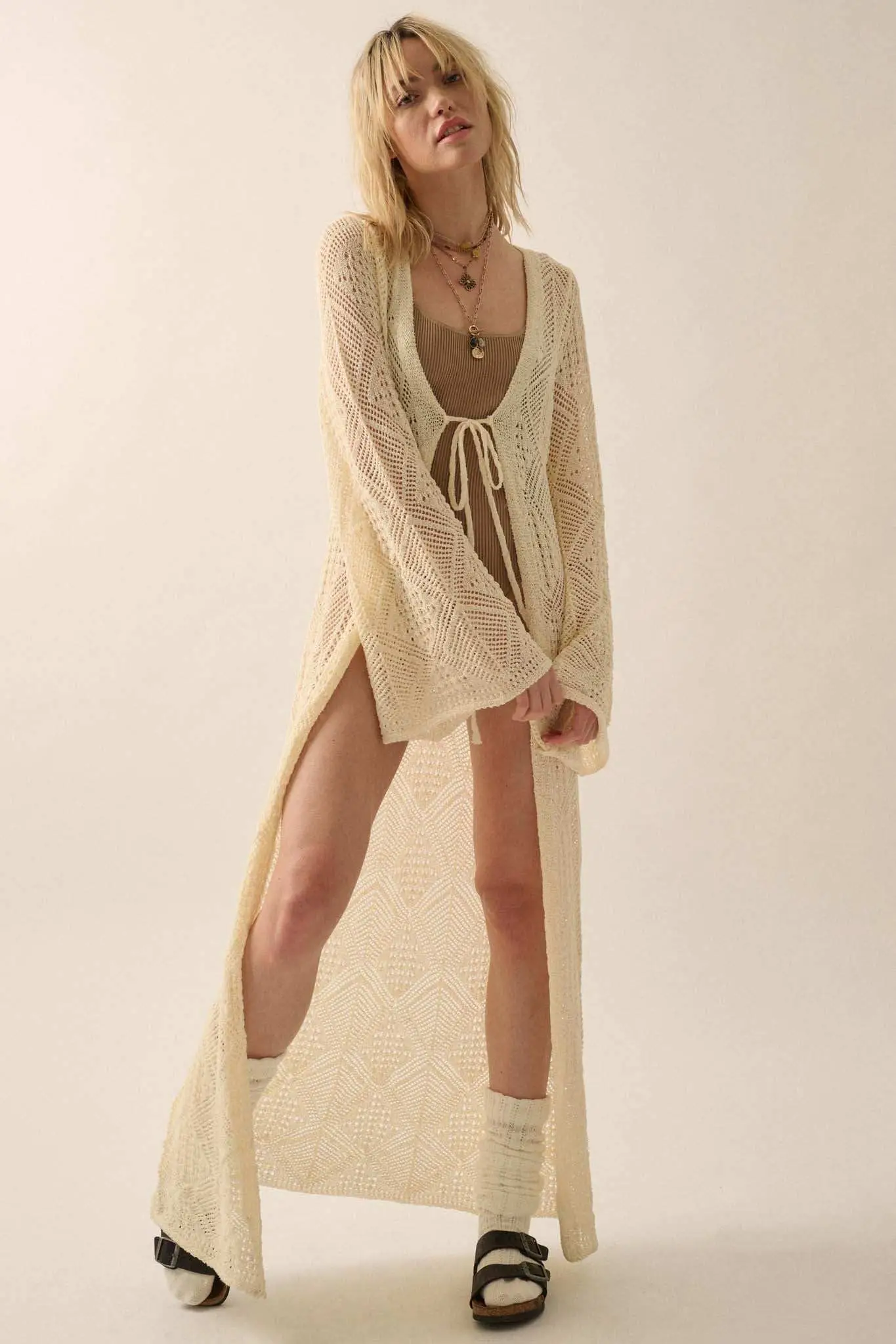 Diamond Days Geometric Crochet Duster Cardigan - Image 4