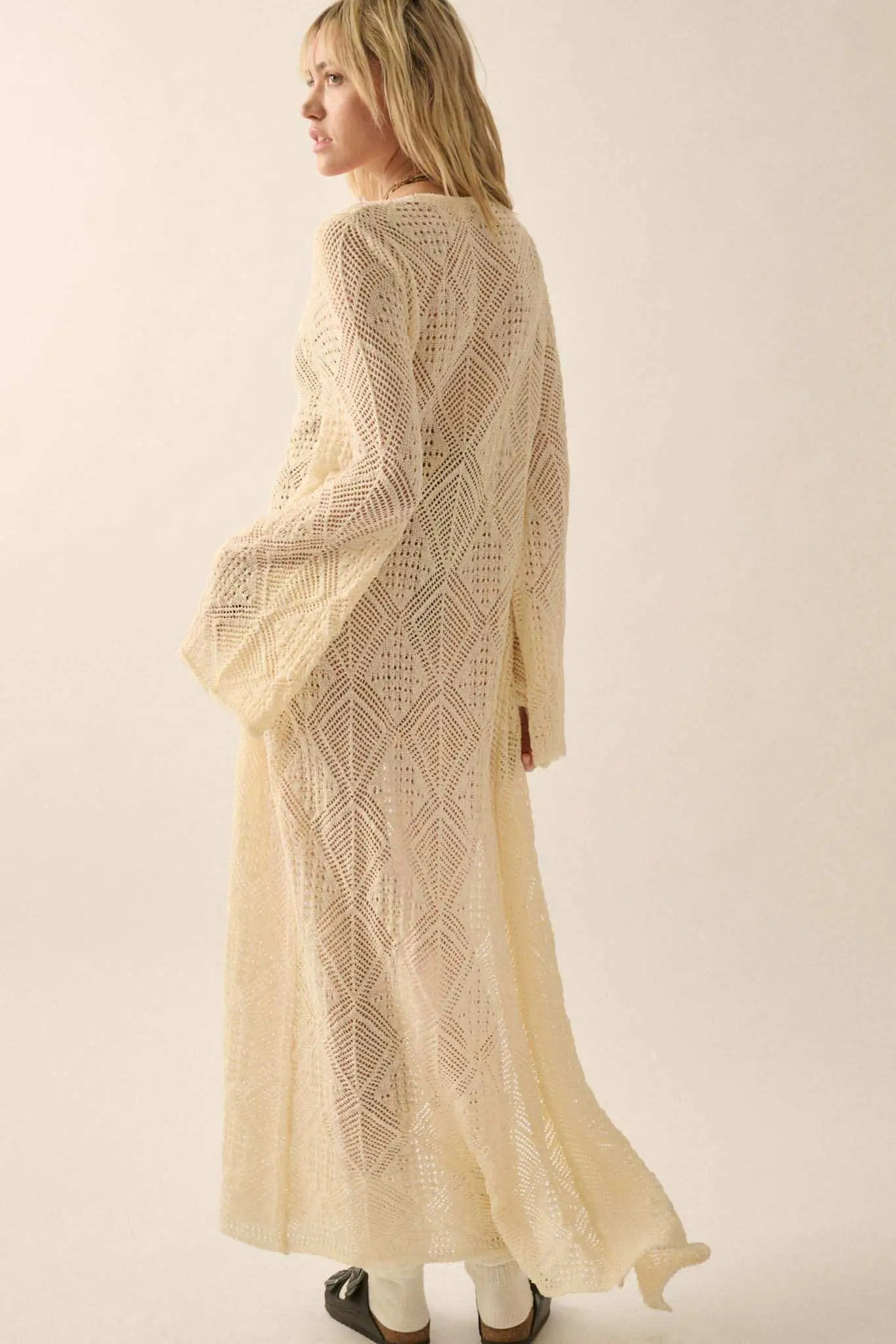 Diamond Days Geometric Crochet Duster Cardigan - Image 9