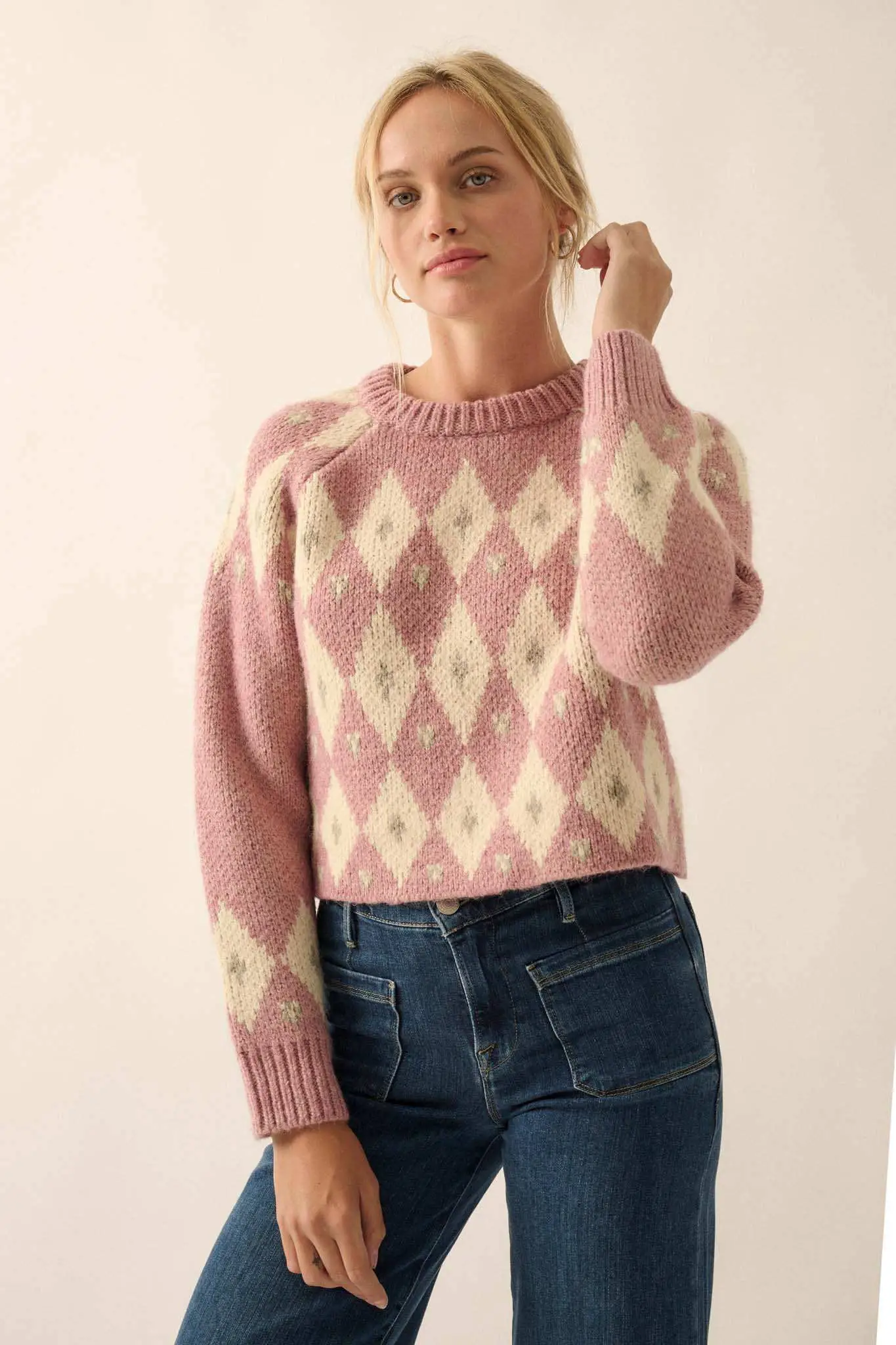 Diamonds Are Forever Argyle Cropped Sweater - Image 10