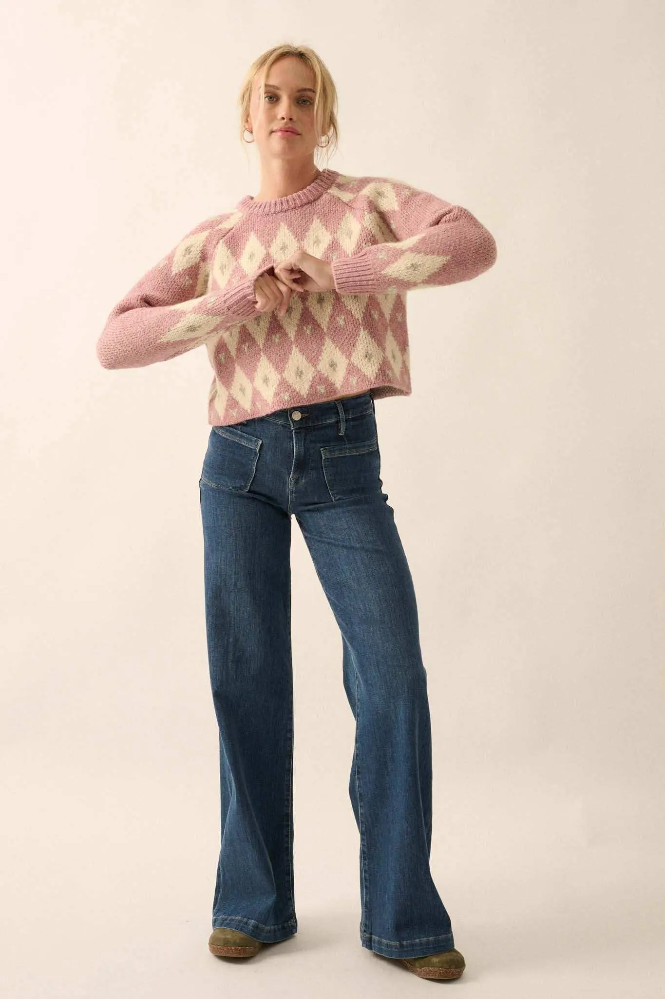 Diamonds Are Forever Argyle Cropped Sweater - Image 11