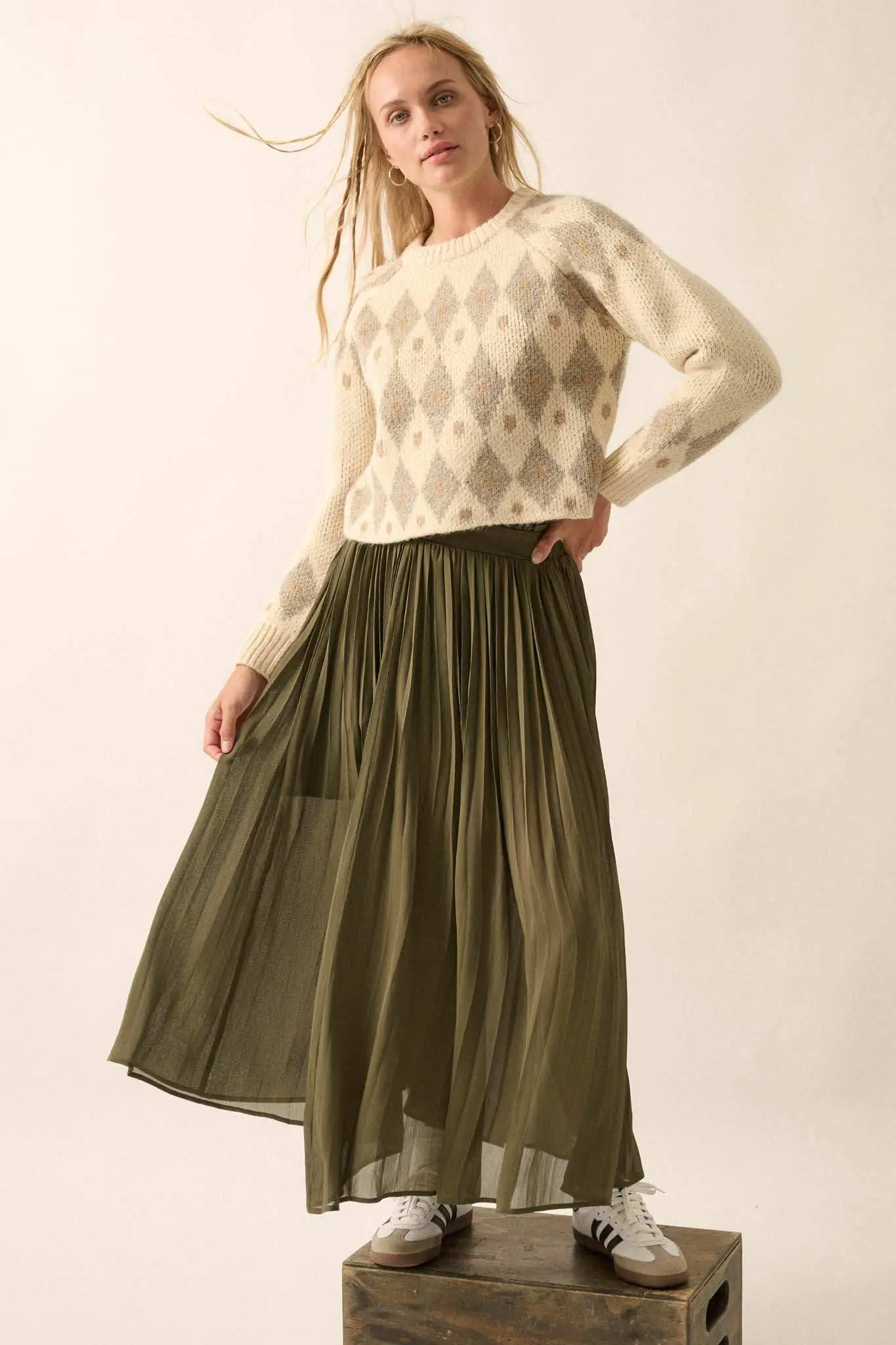 Diamonds Are Forever Argyle Cropped Sweater - Image 3