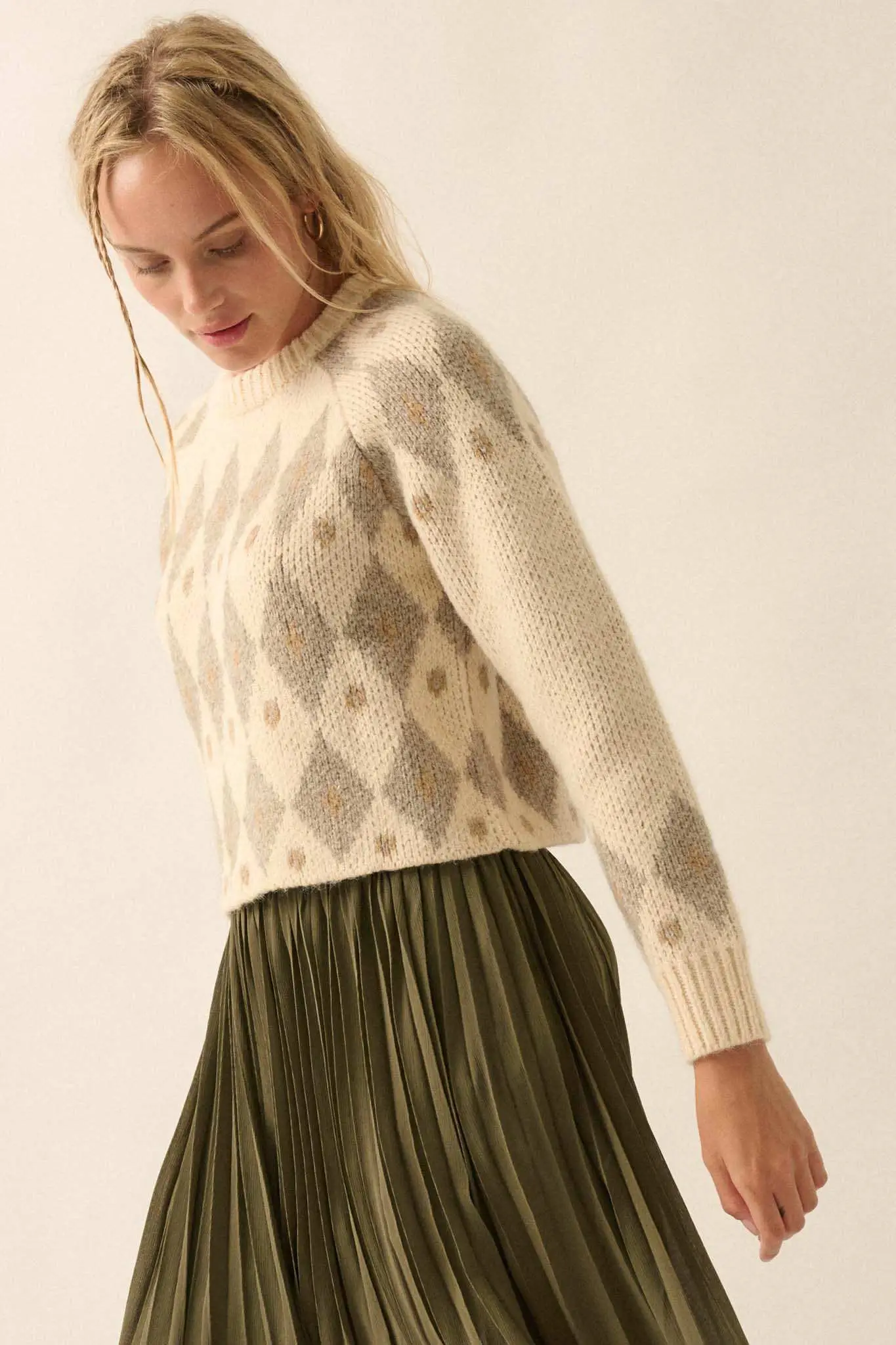 Diamonds Are Forever Argyle Cropped Sweater - Image 6