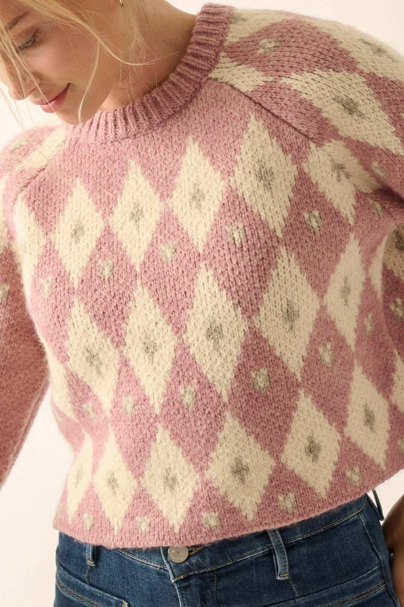 Diamonds Are Forever Argyle Cropped Sweater - Image 8