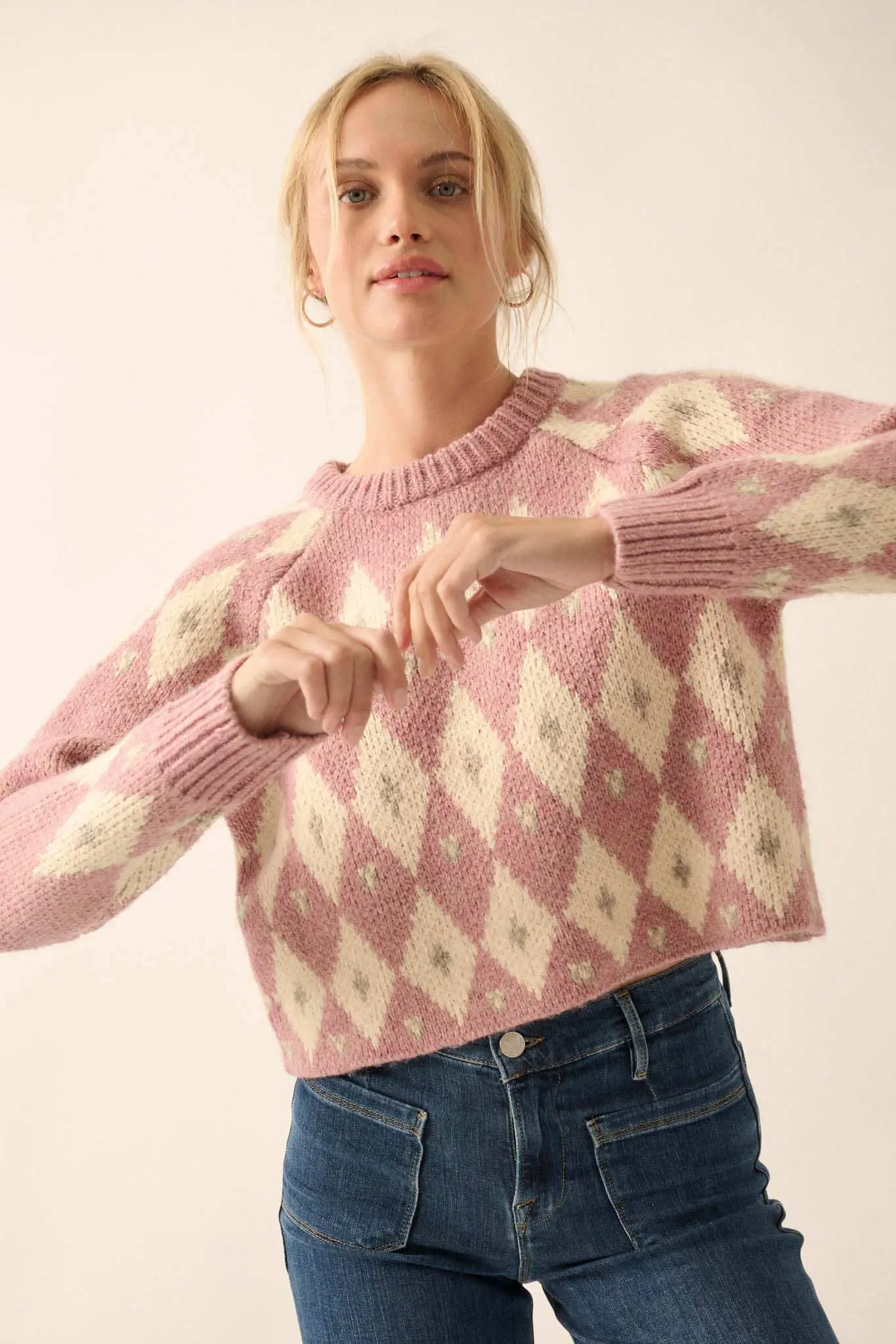 Diamonds Are Forever Argyle Cropped Sweater - Image 9