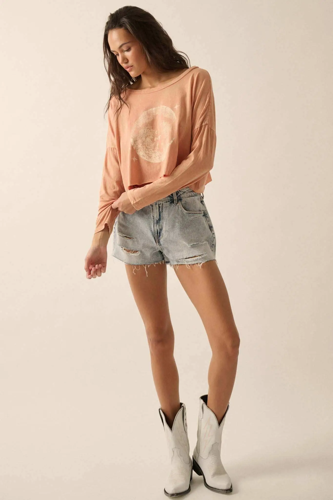 Disco Doll Cropped Long-Sleeve Graphic Tee - Image 4