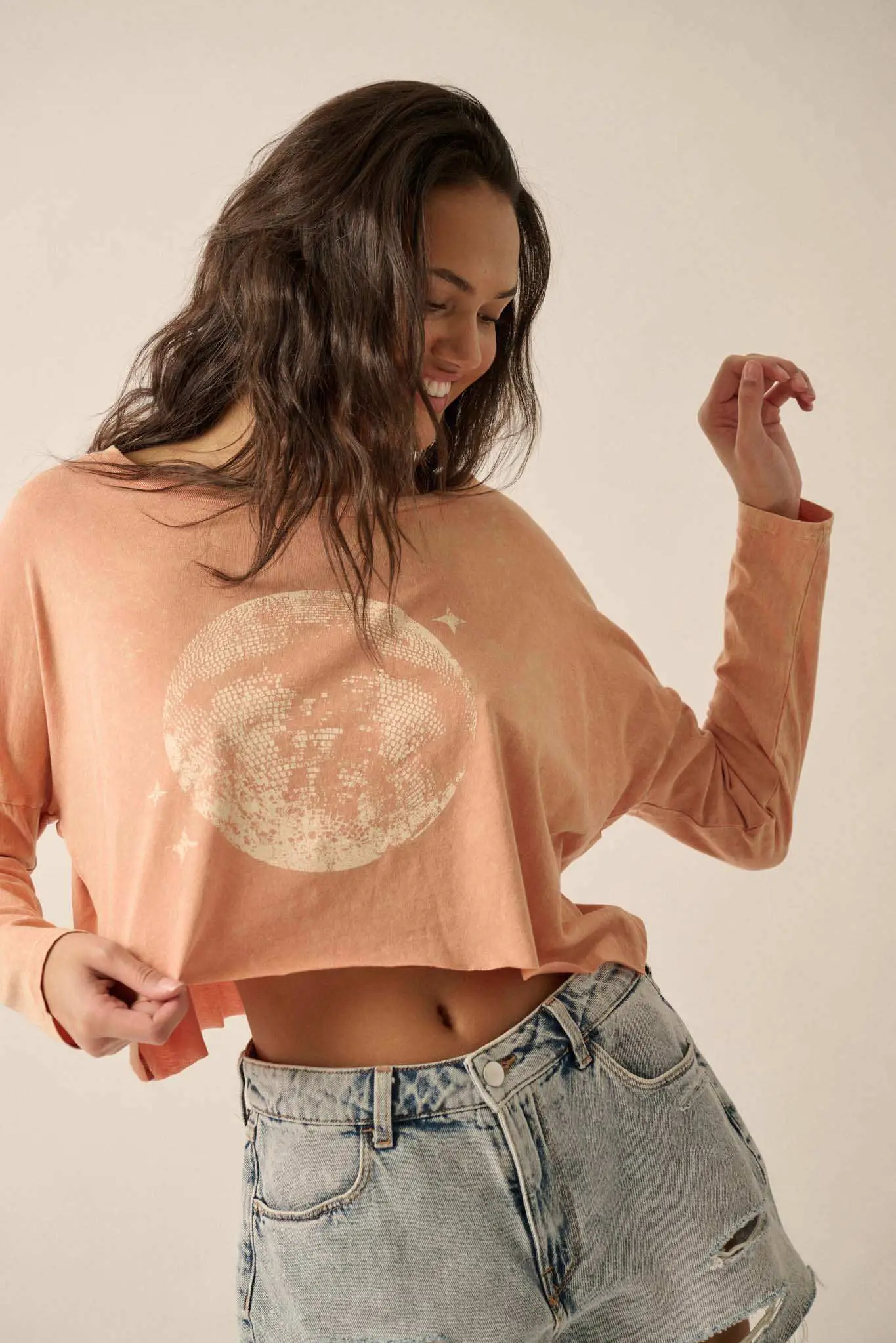 Disco Doll Cropped Long-Sleeve Graphic Tee - Image 5