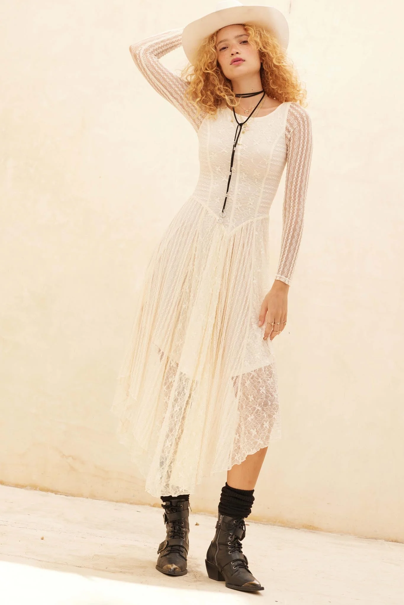 Divine Beauty Paneled Lace Handkerchief Midi Dress - Image 10