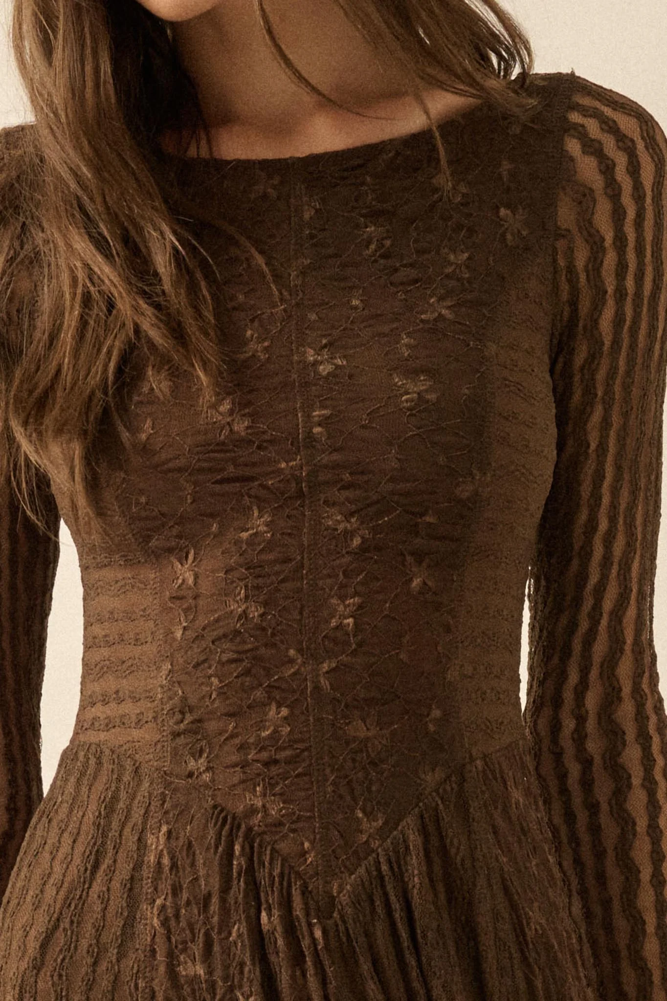 Divine Beauty Paneled Lace Handkerchief Midi Dress - Image 3