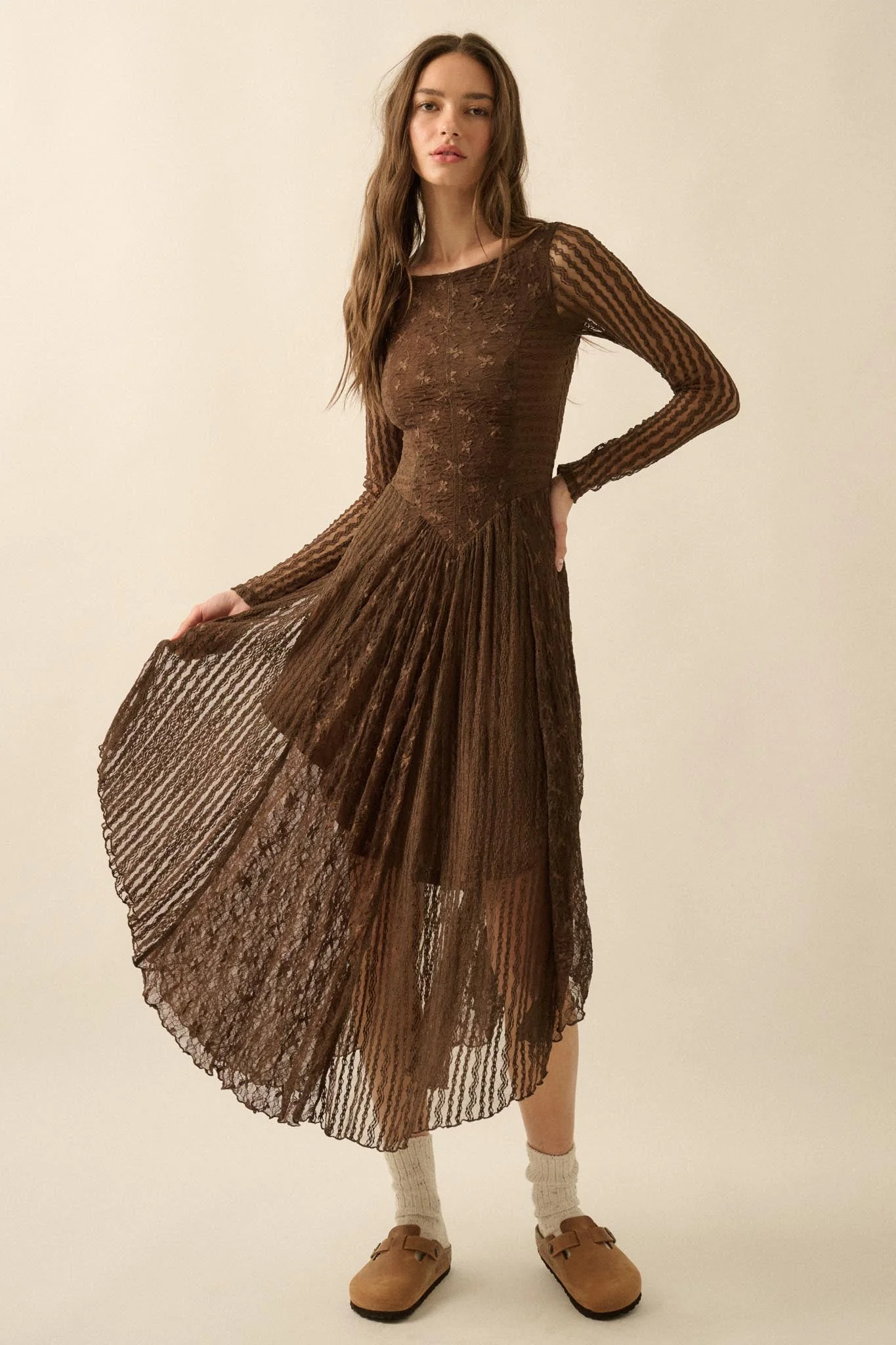 Divine Beauty Paneled Lace Handkerchief Midi Dress - Image 4