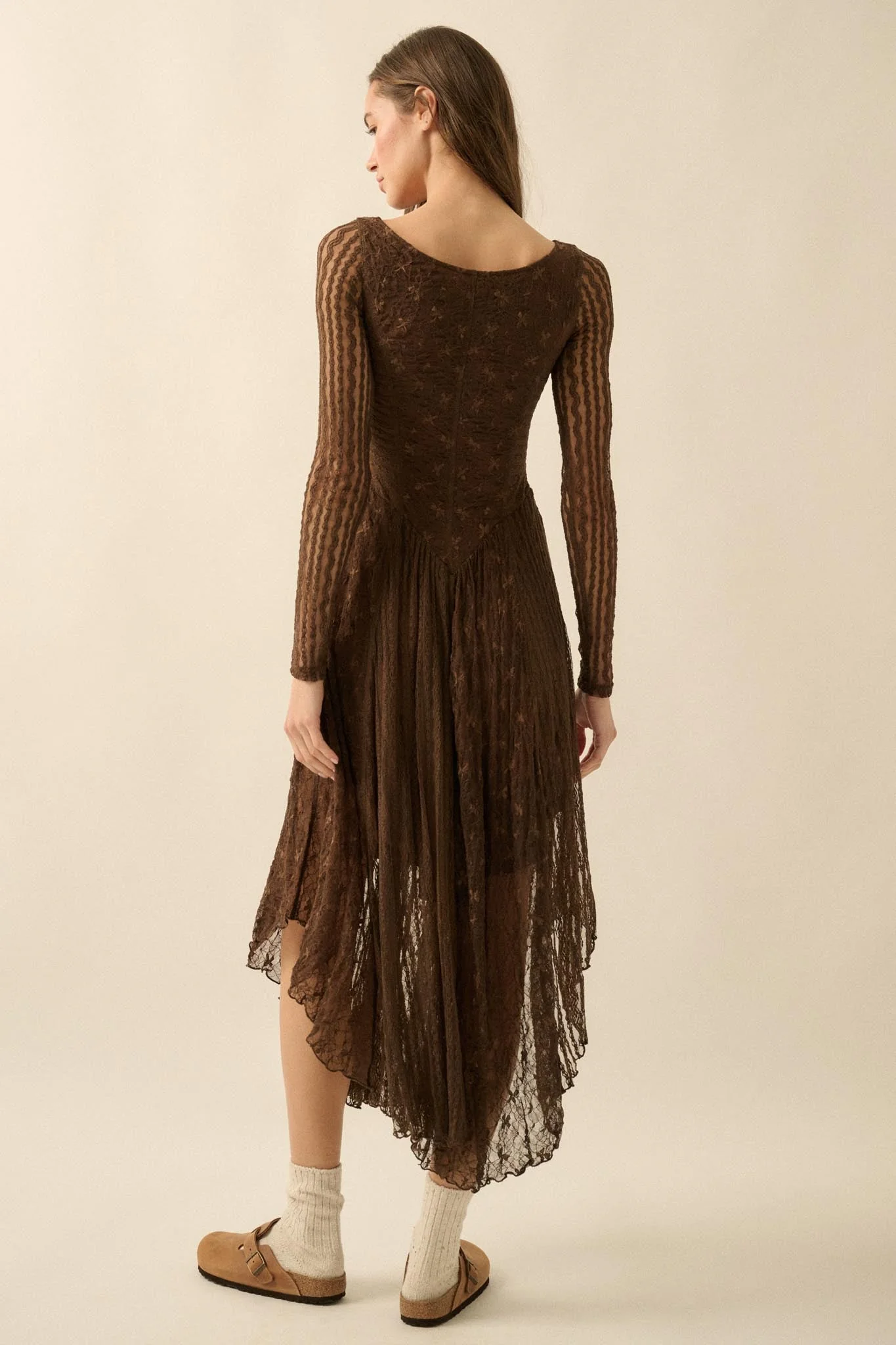 Divine Beauty Paneled Lace Handkerchief Midi Dress - Image 6