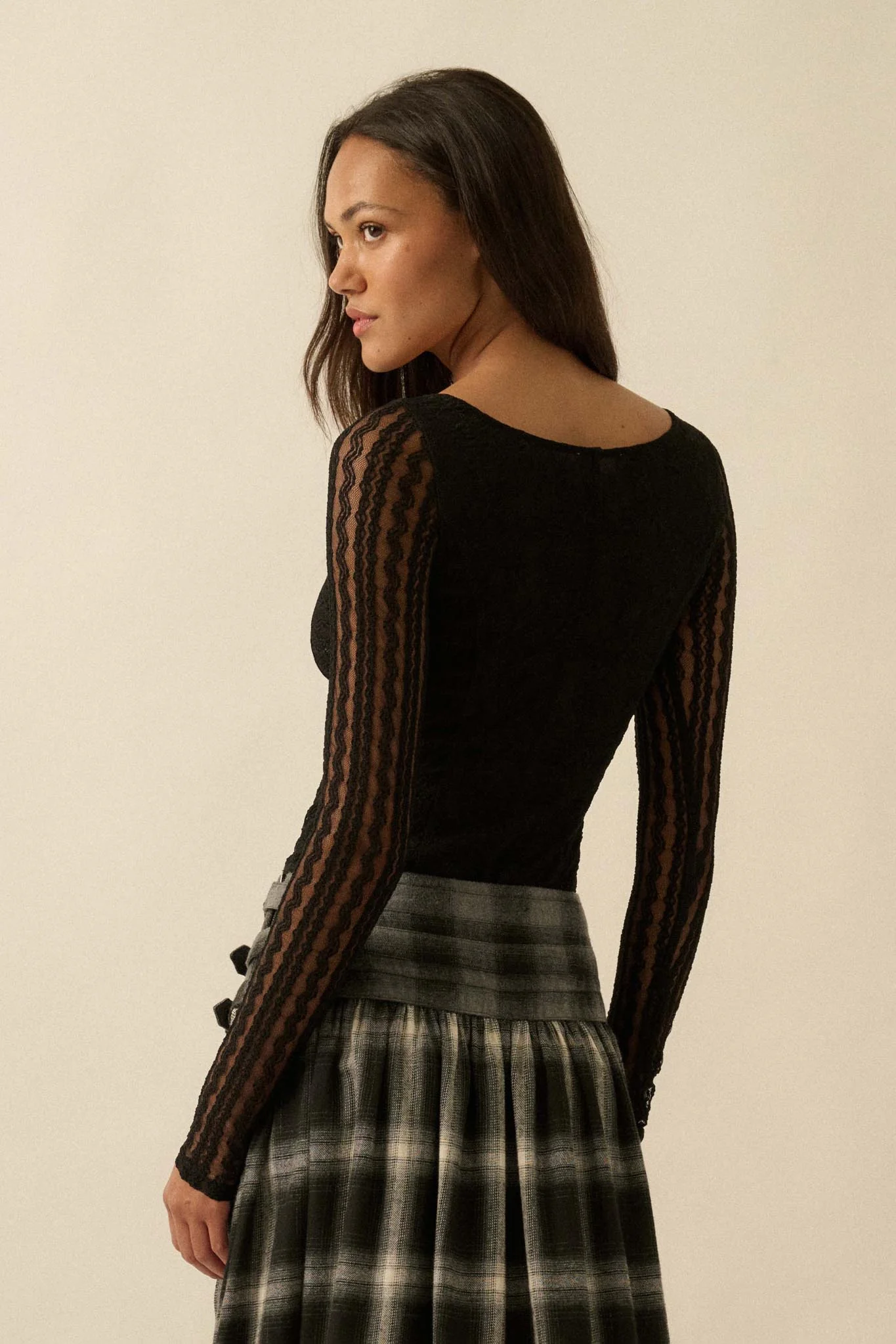 Divine Light Lace Long-Sleeve Boatneck Bodysuit - Image 15