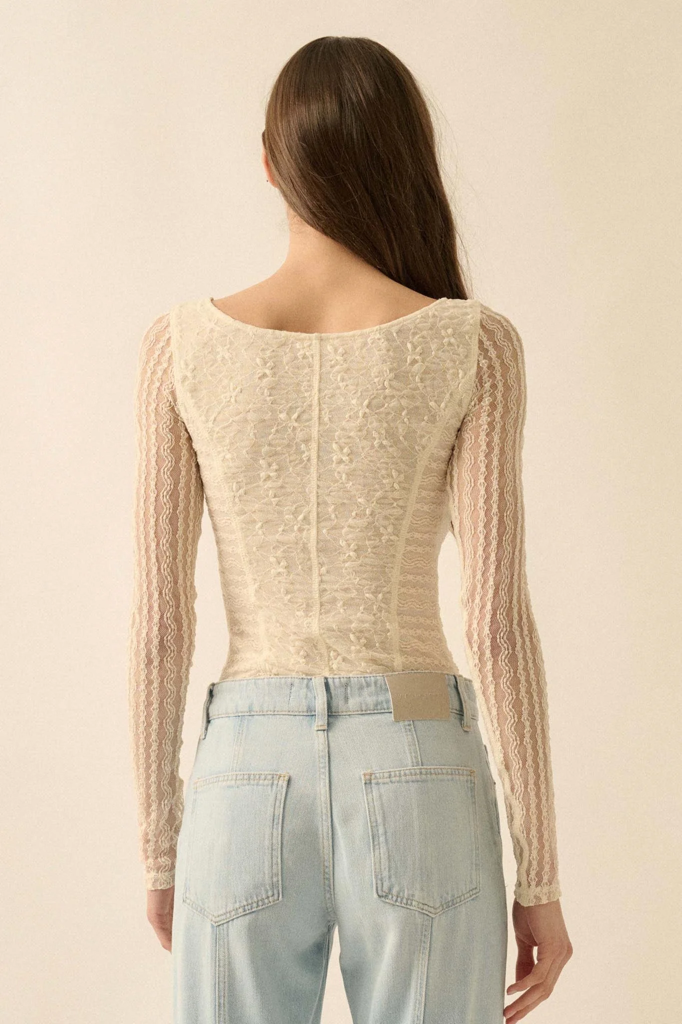 Divine Light Lace Long-Sleeve Boatneck Bodysuit - Image 21