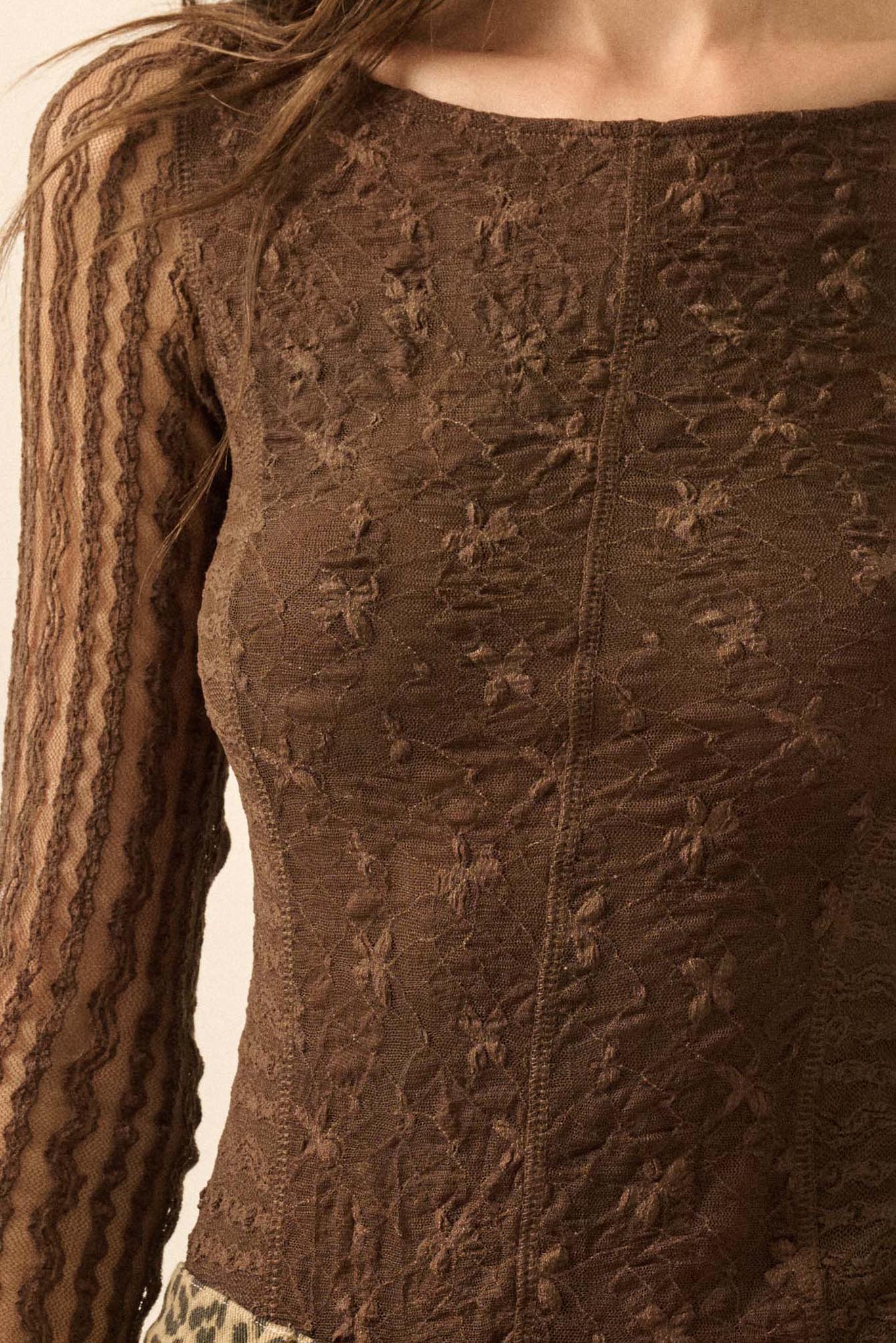Divine Light Lace Long-Sleeve Boatneck Bodysuit - Image 5