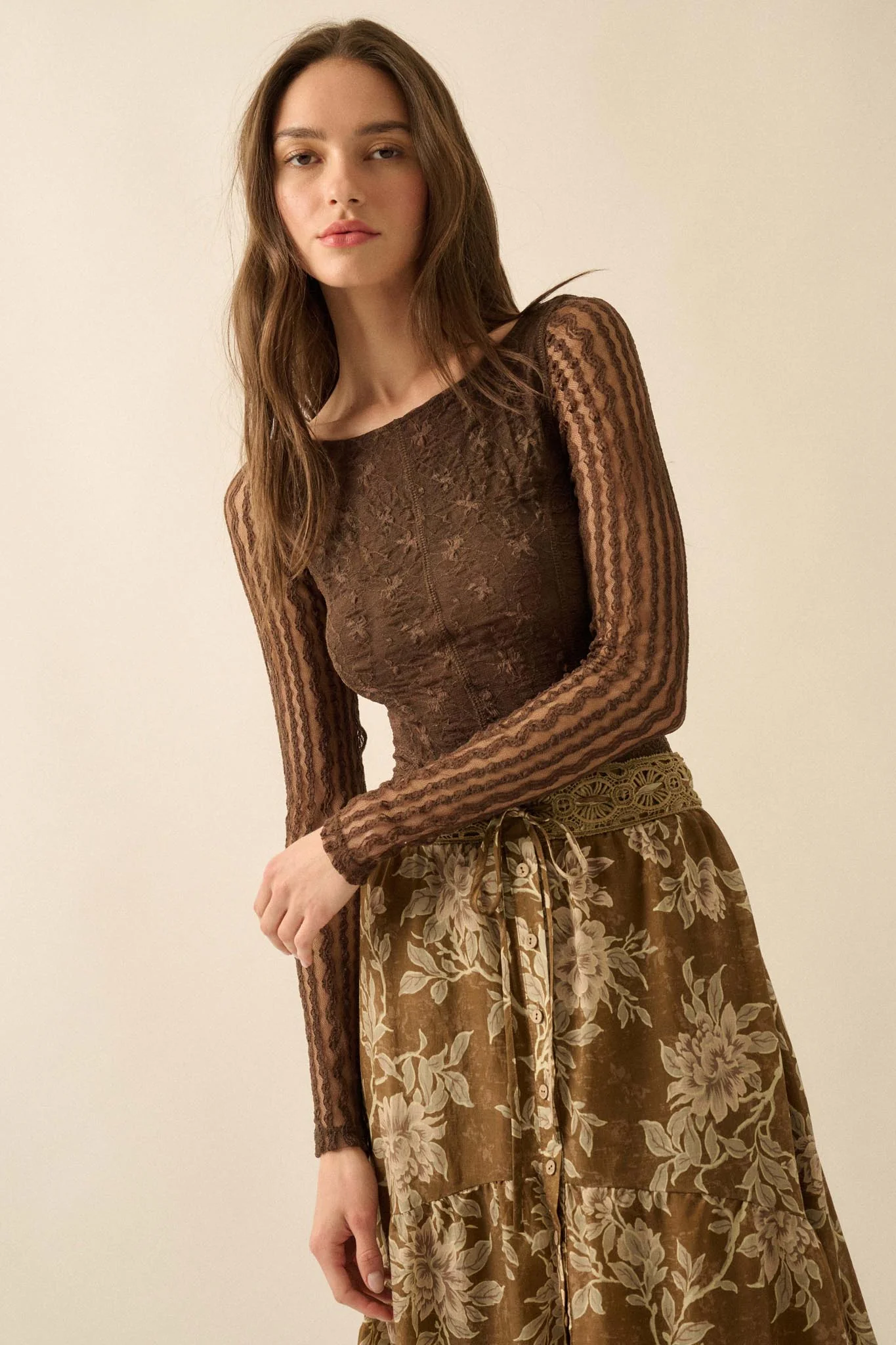 Divine Light Lace Long-Sleeve Boatneck Bodysuit - Image 7