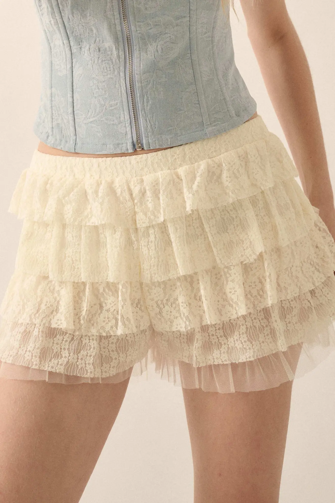 Dolly Dear Ruffled Lace and Mesh Bloomer Shorts - Image 6