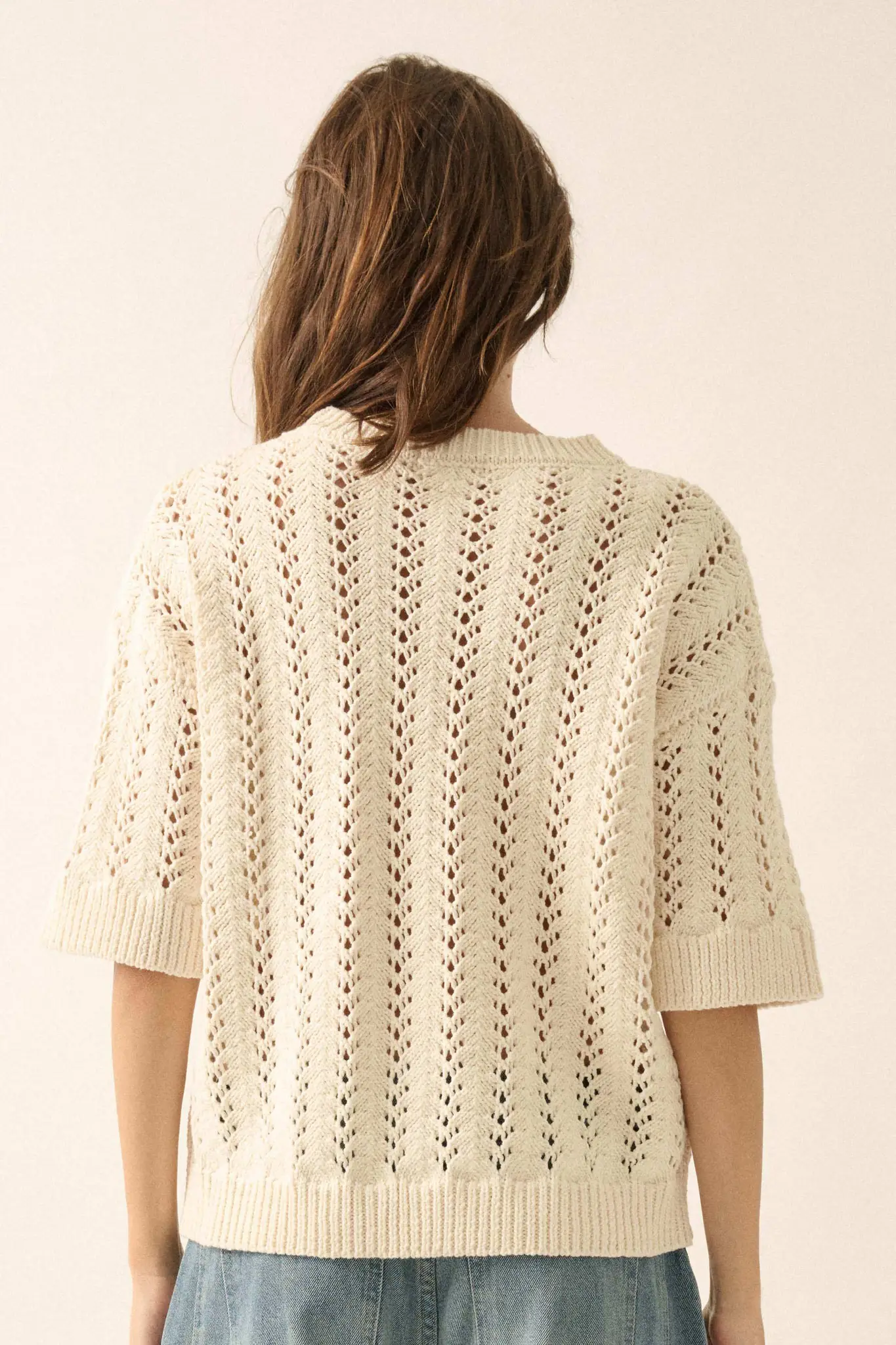 Don't Let Go Open-Knit Short-Sleeve Sweater - Image 2