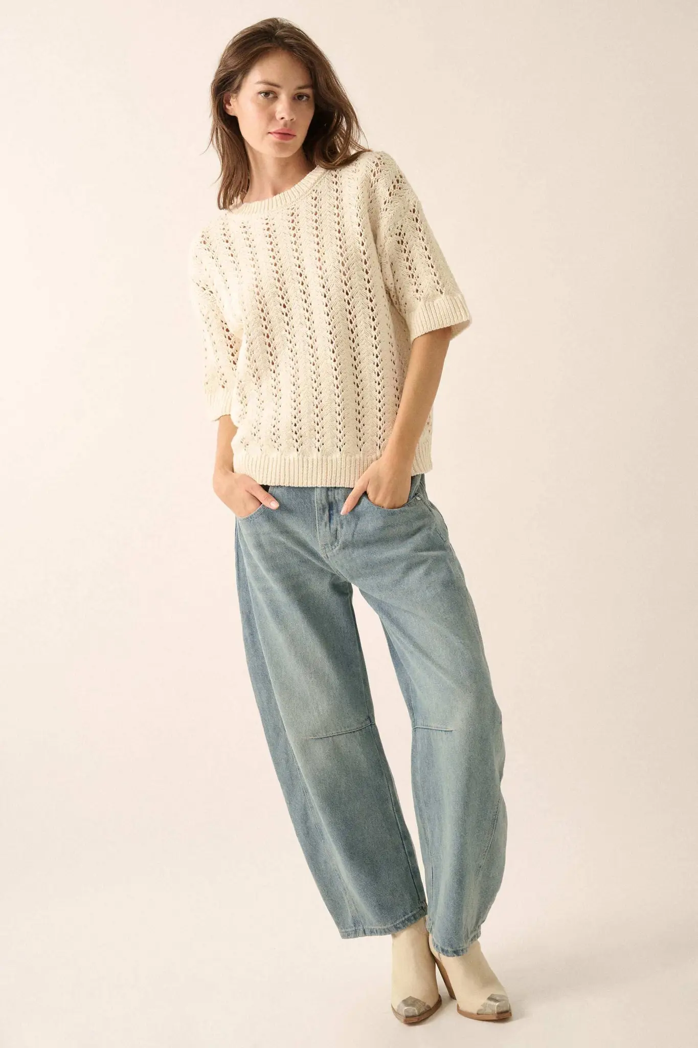 Don't Let Go Open-Knit Short-Sleeve Sweater - Image 3
