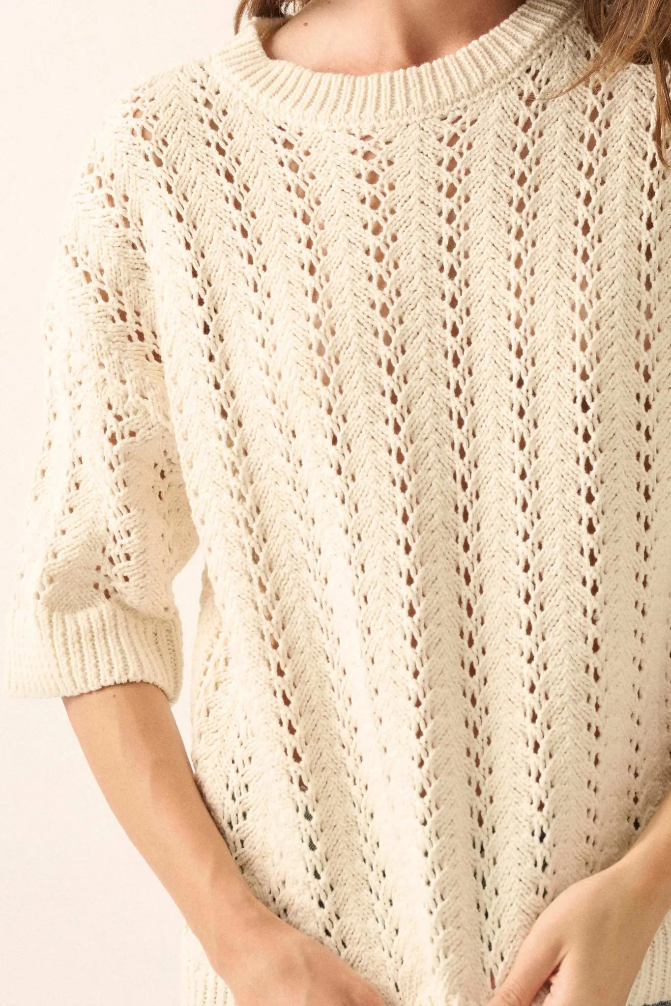 Don't Let Go Open-Knit Short-Sleeve Sweater - Image 4