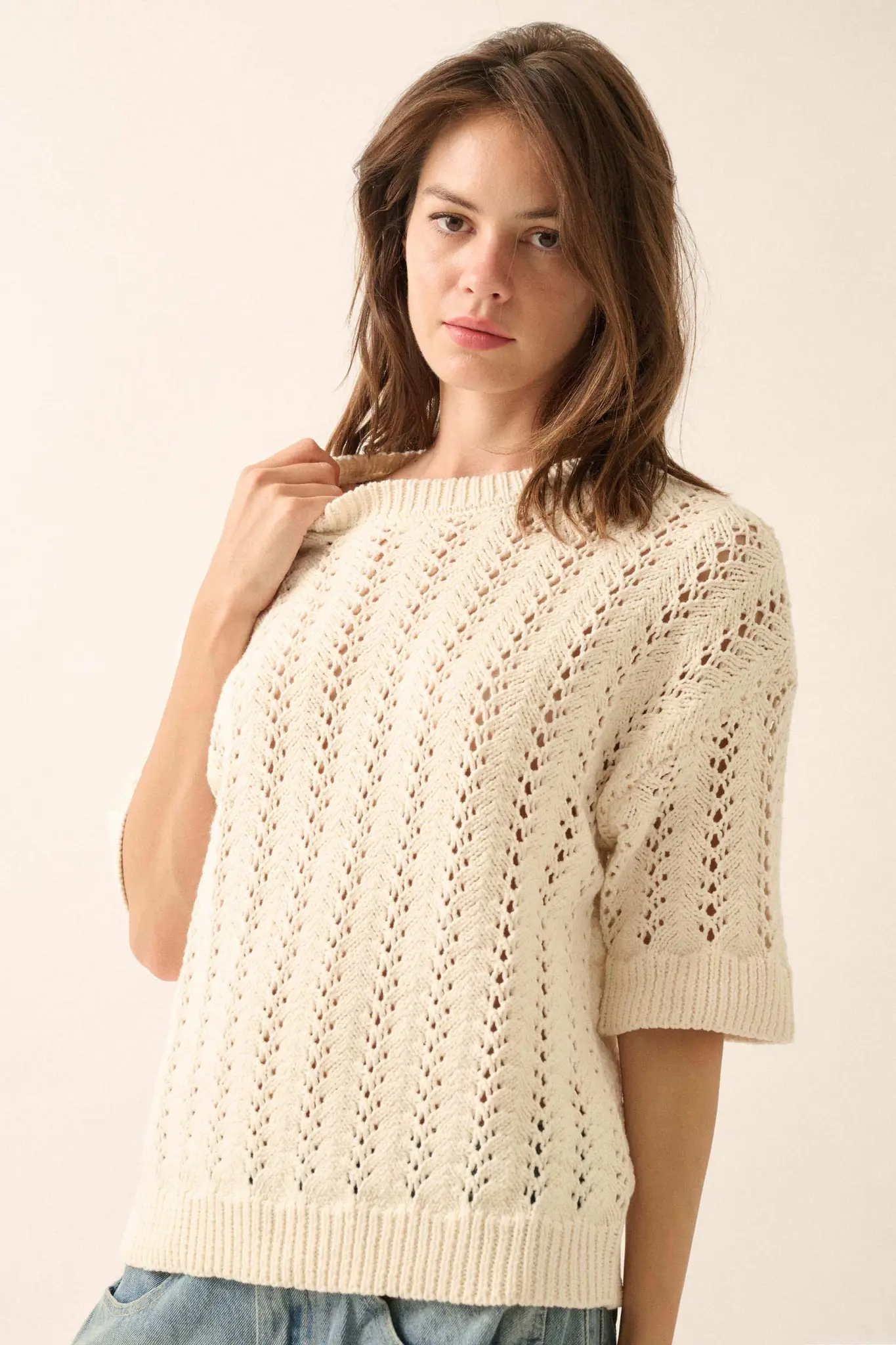 Don't Let Go Open-Knit Short-Sleeve Sweater - Image 6