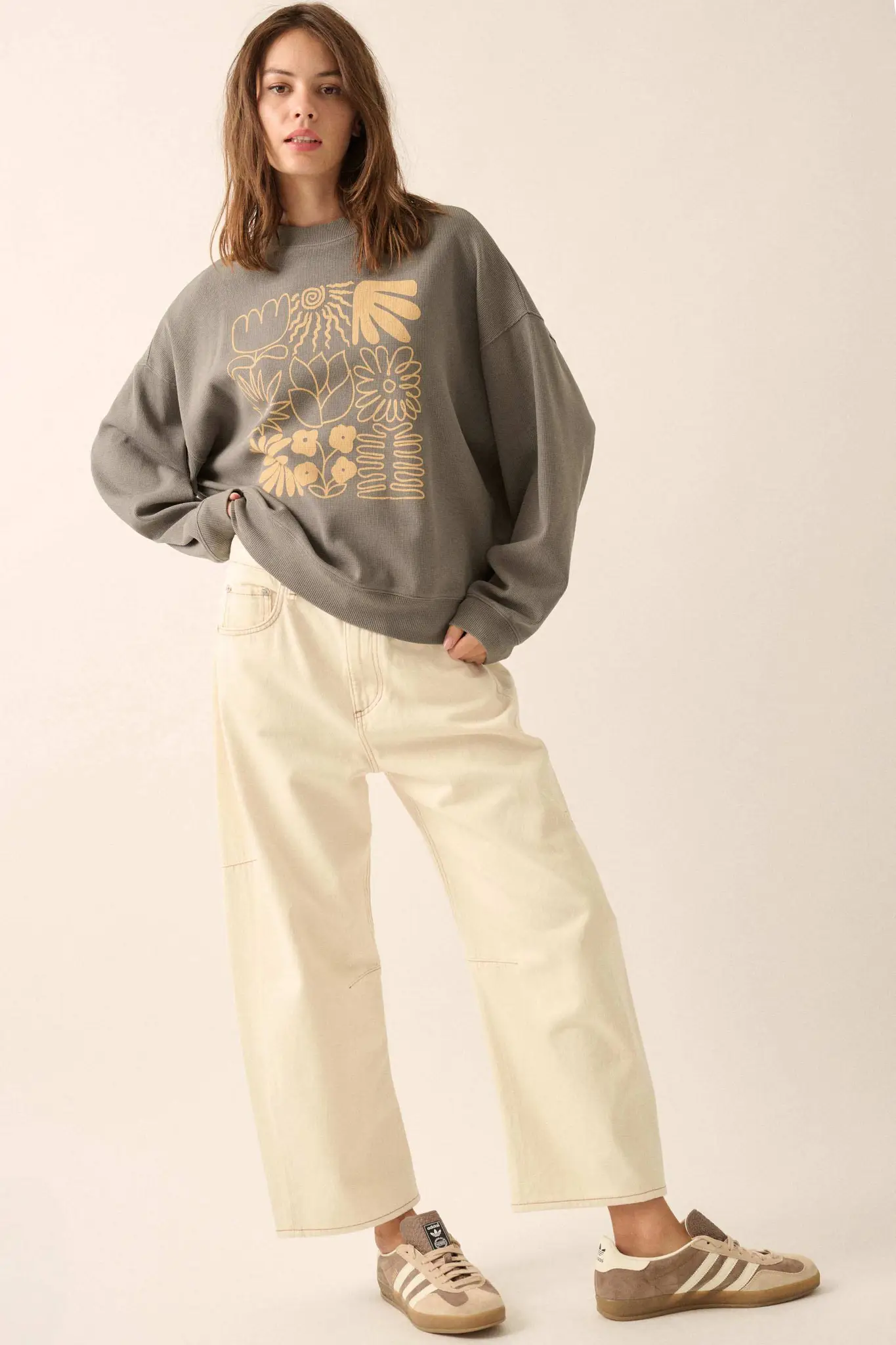 Doodle Garden Oversize Thermal Graphic Top - Image 3