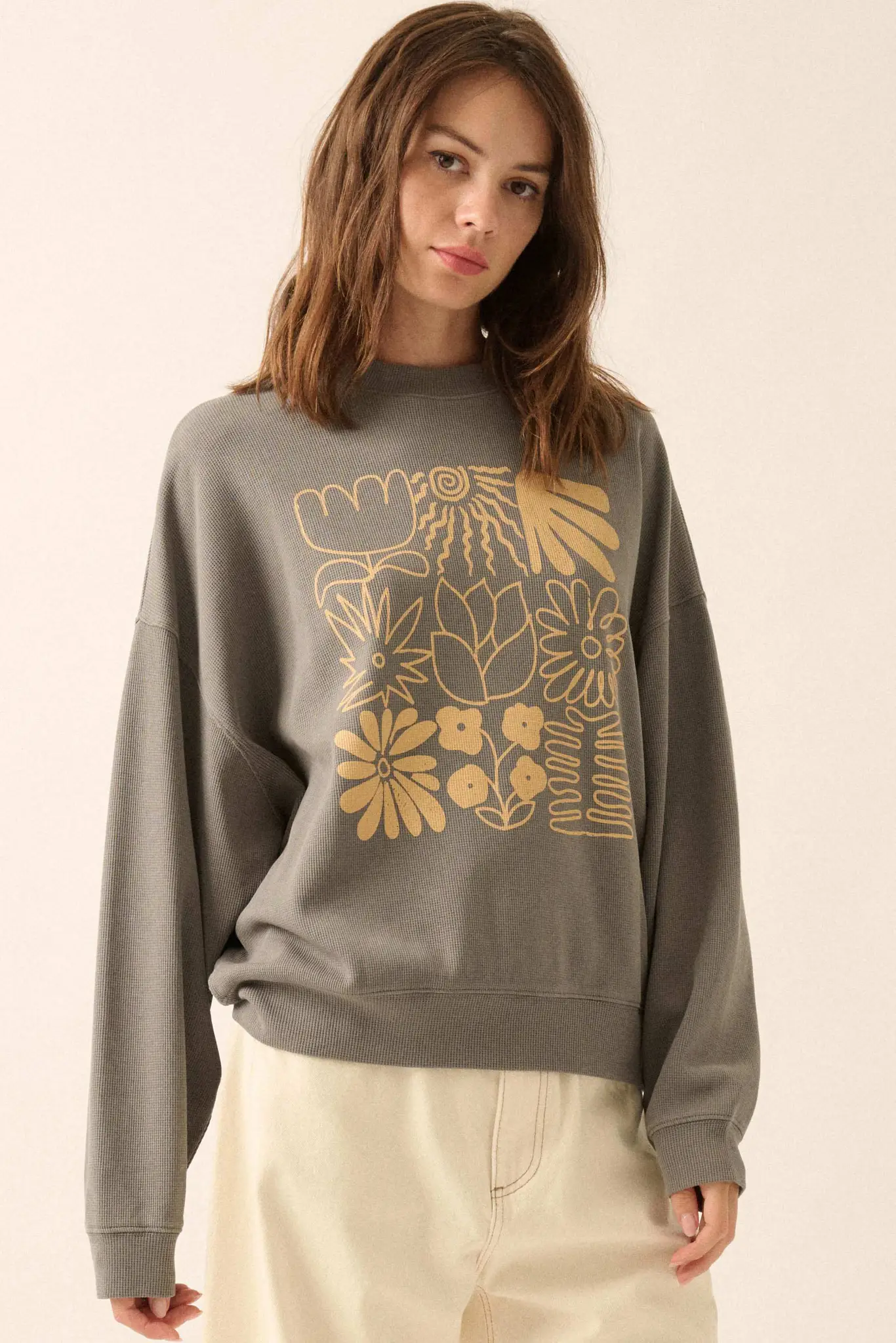 Doodle Garden Oversize Thermal Graphic Top - Image 4