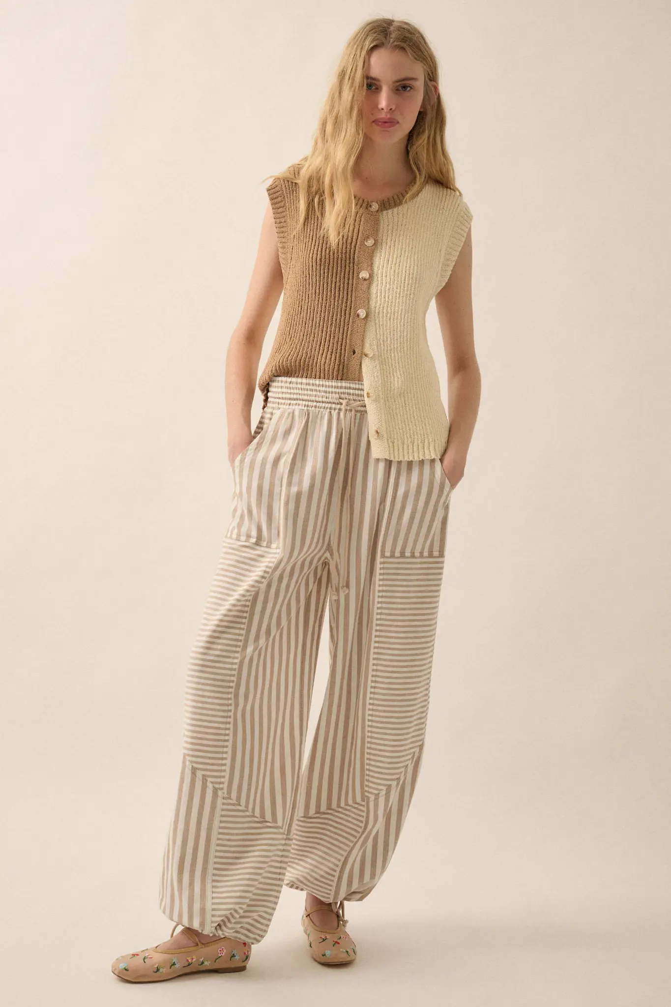 Double Date Colorblock Knit Buttoned Sweater Vest - Image 19