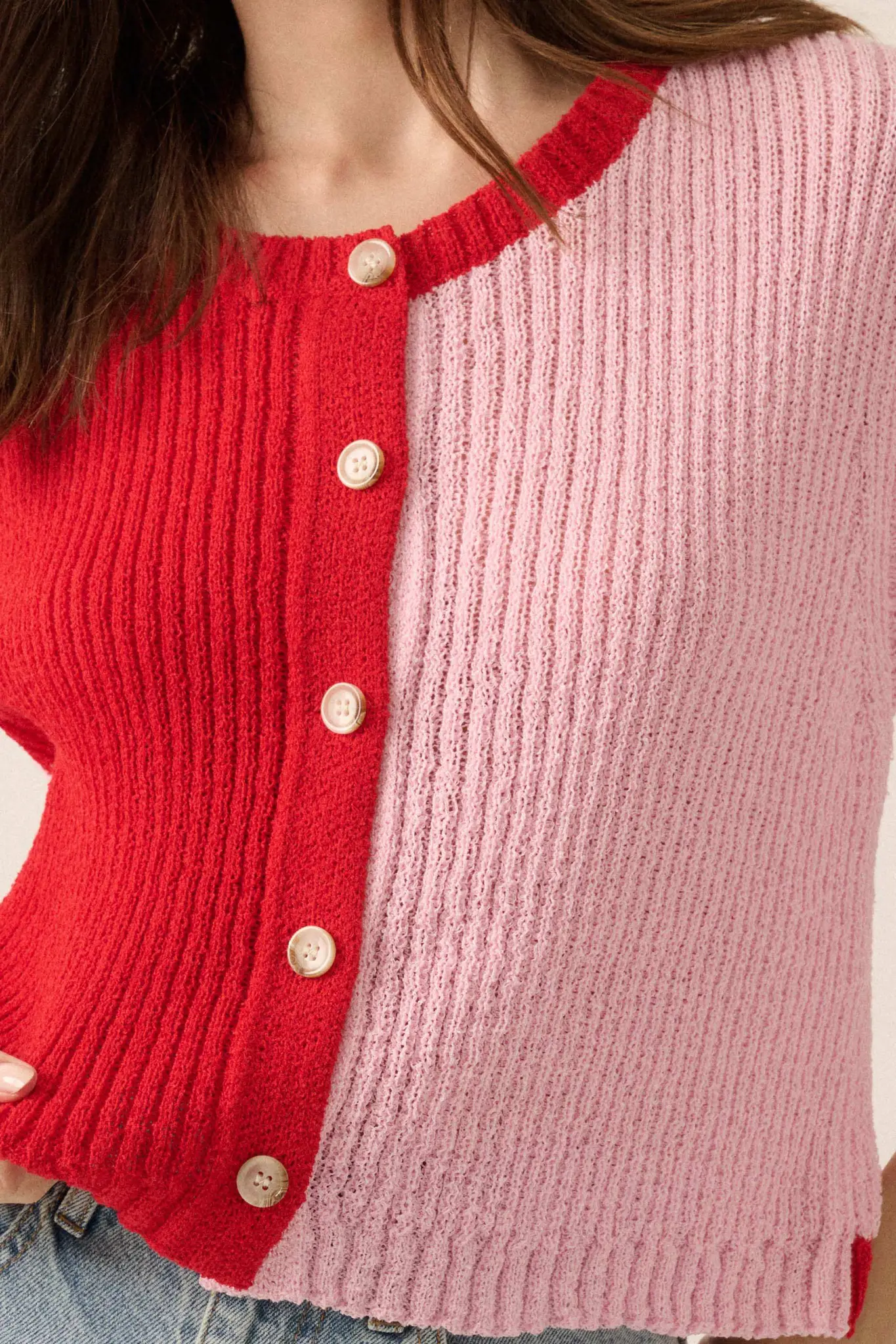 Double Date Colorblock Knit Buttoned Sweater Vest - Image 5