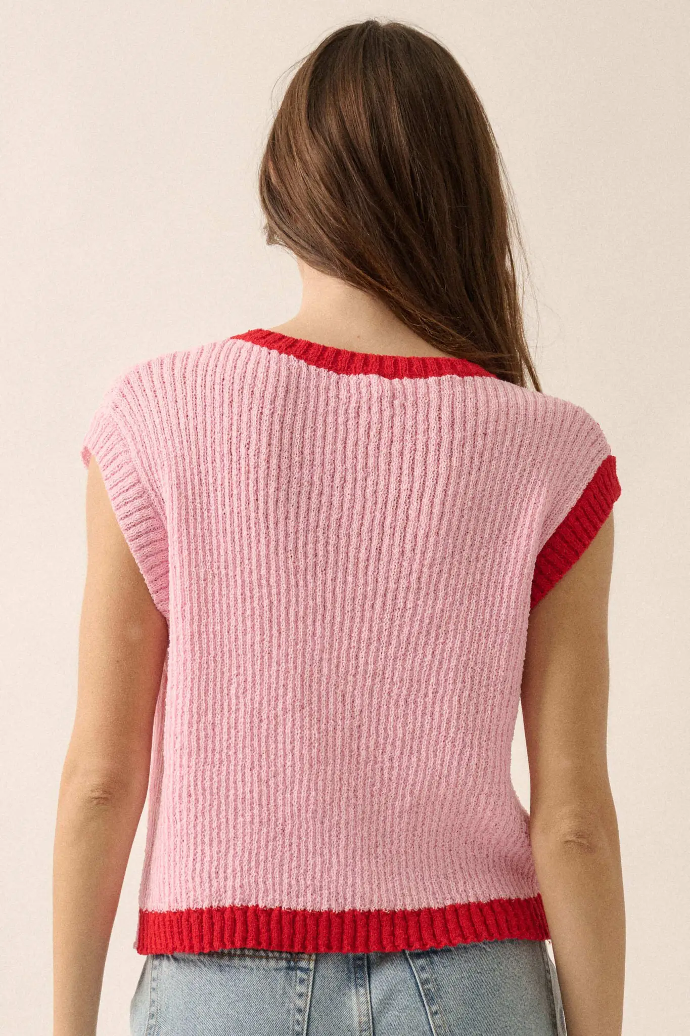 Double Date Colorblock Knit Buttoned Sweater Vest - Image 9