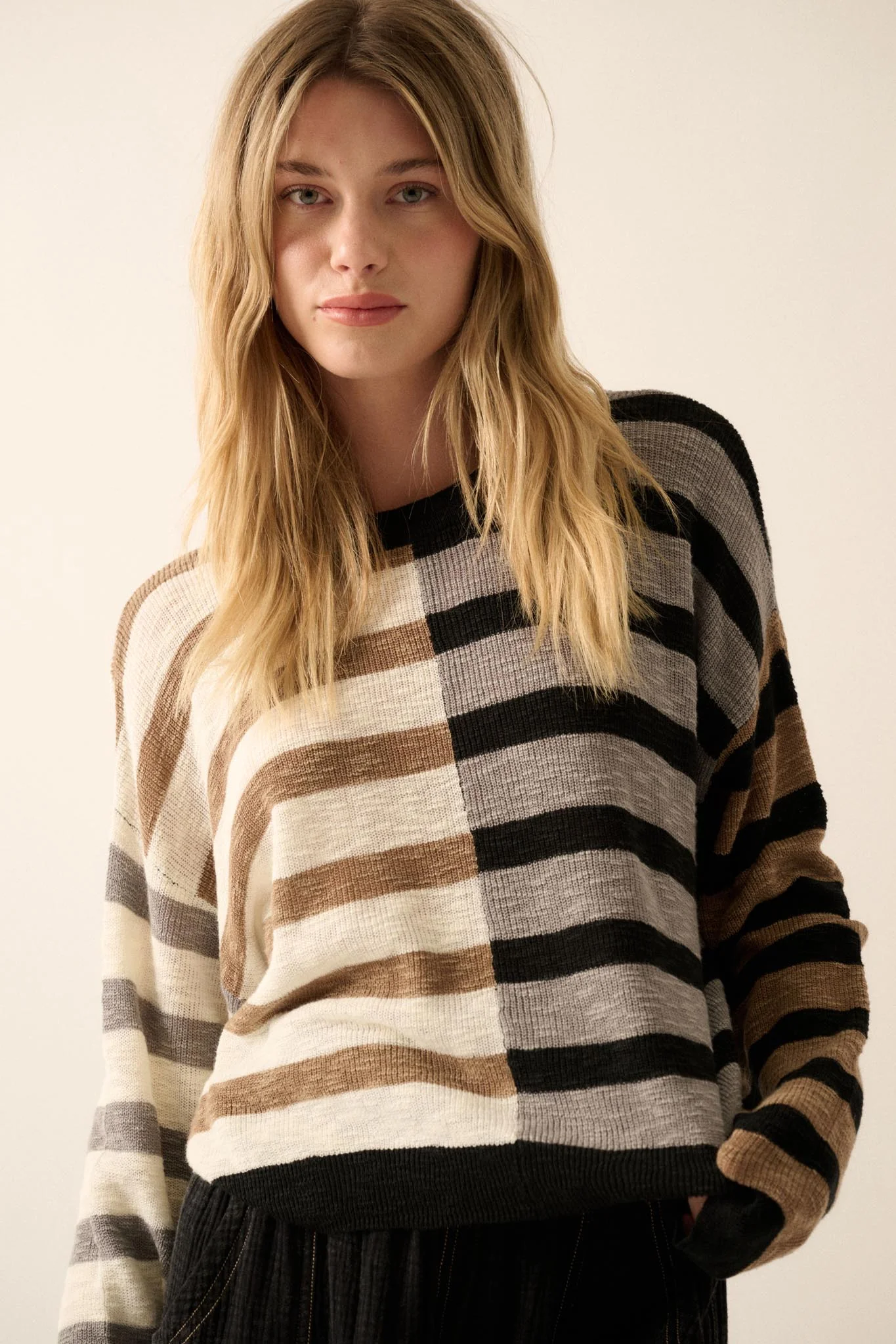 Double Feature Colorblock Striped Knit Sweater - Image 10