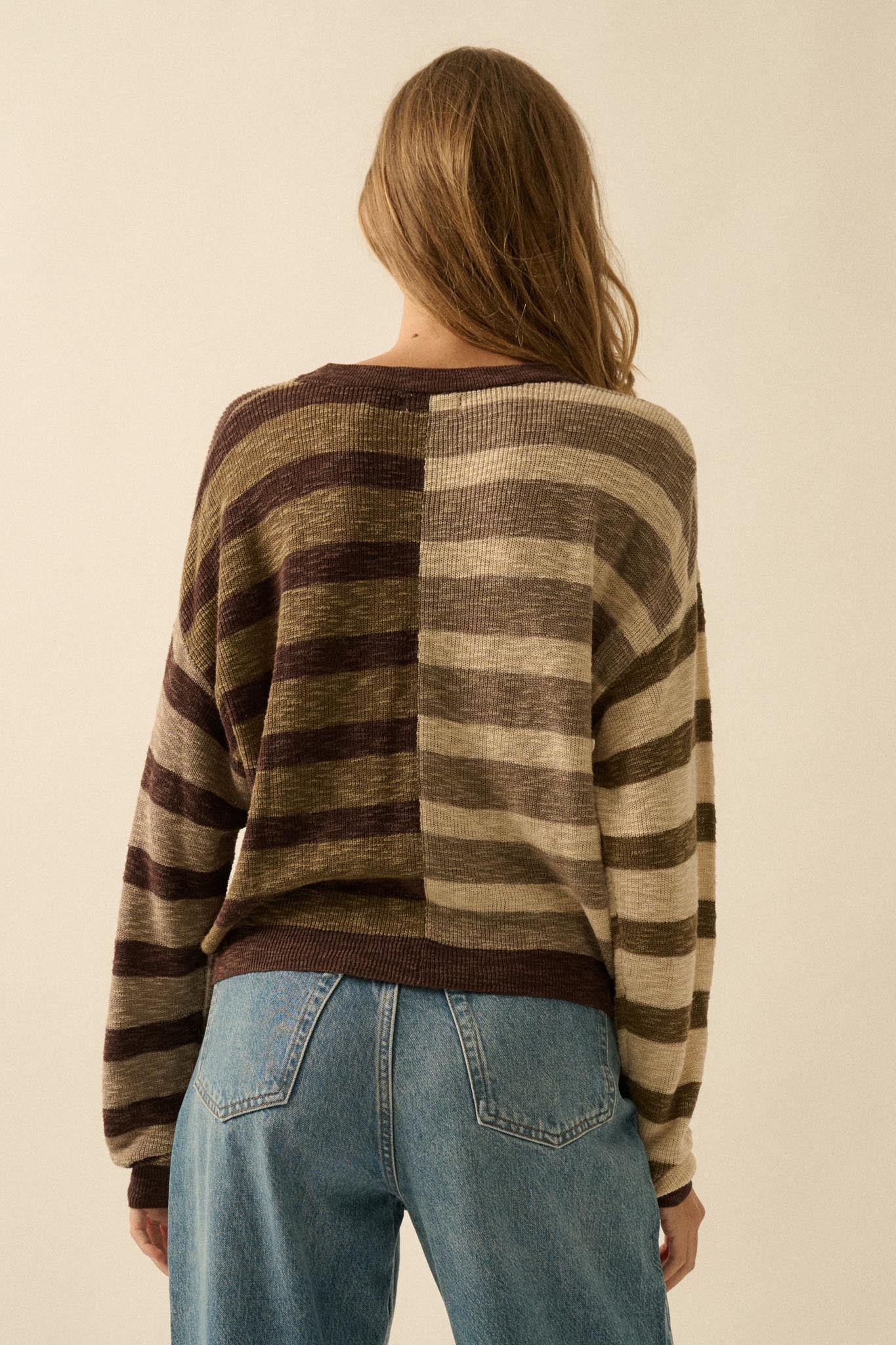 Double Feature Colorblock Striped Knit Sweater - Image 2