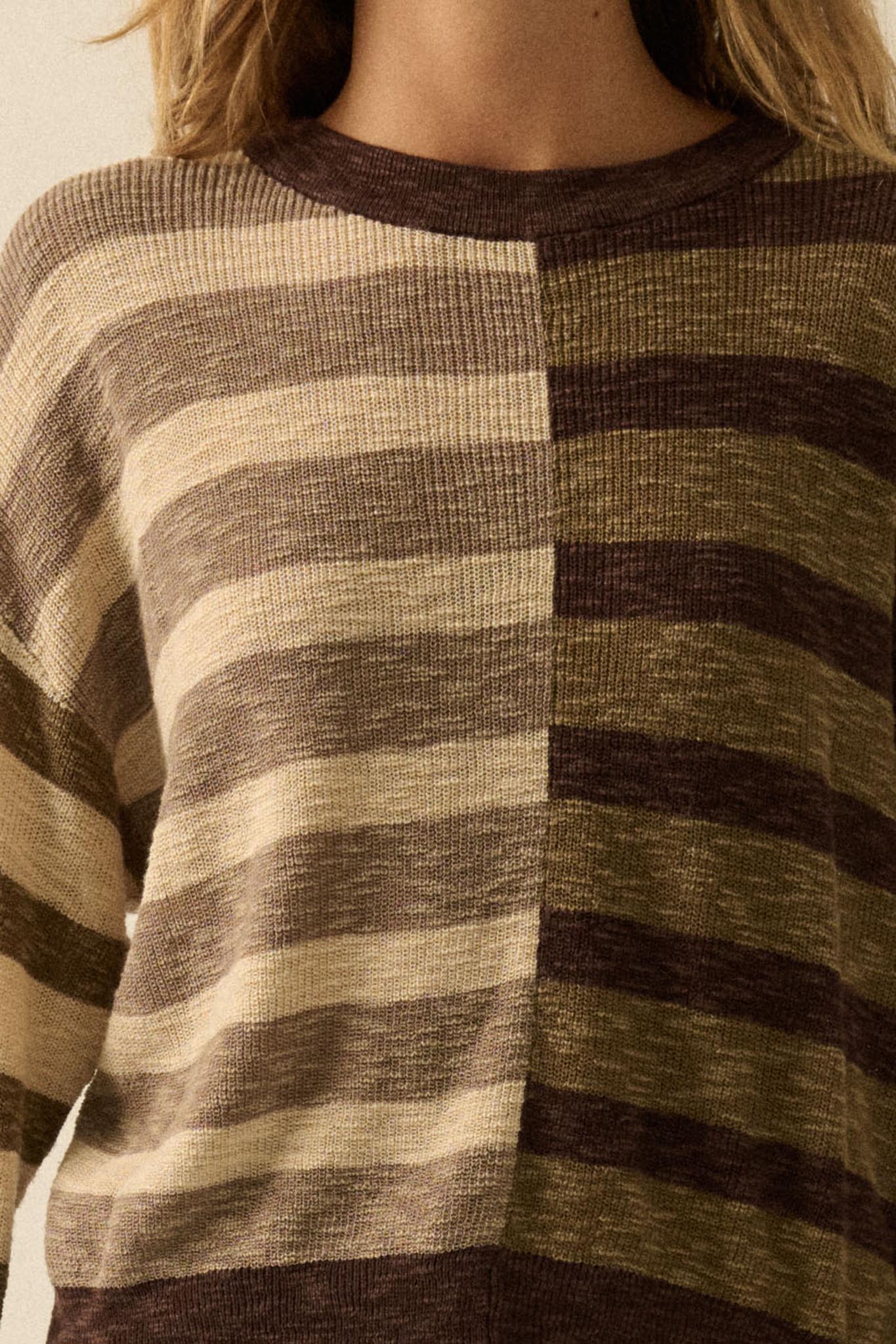 Double Feature Colorblock Striped Knit Sweater - Image 4