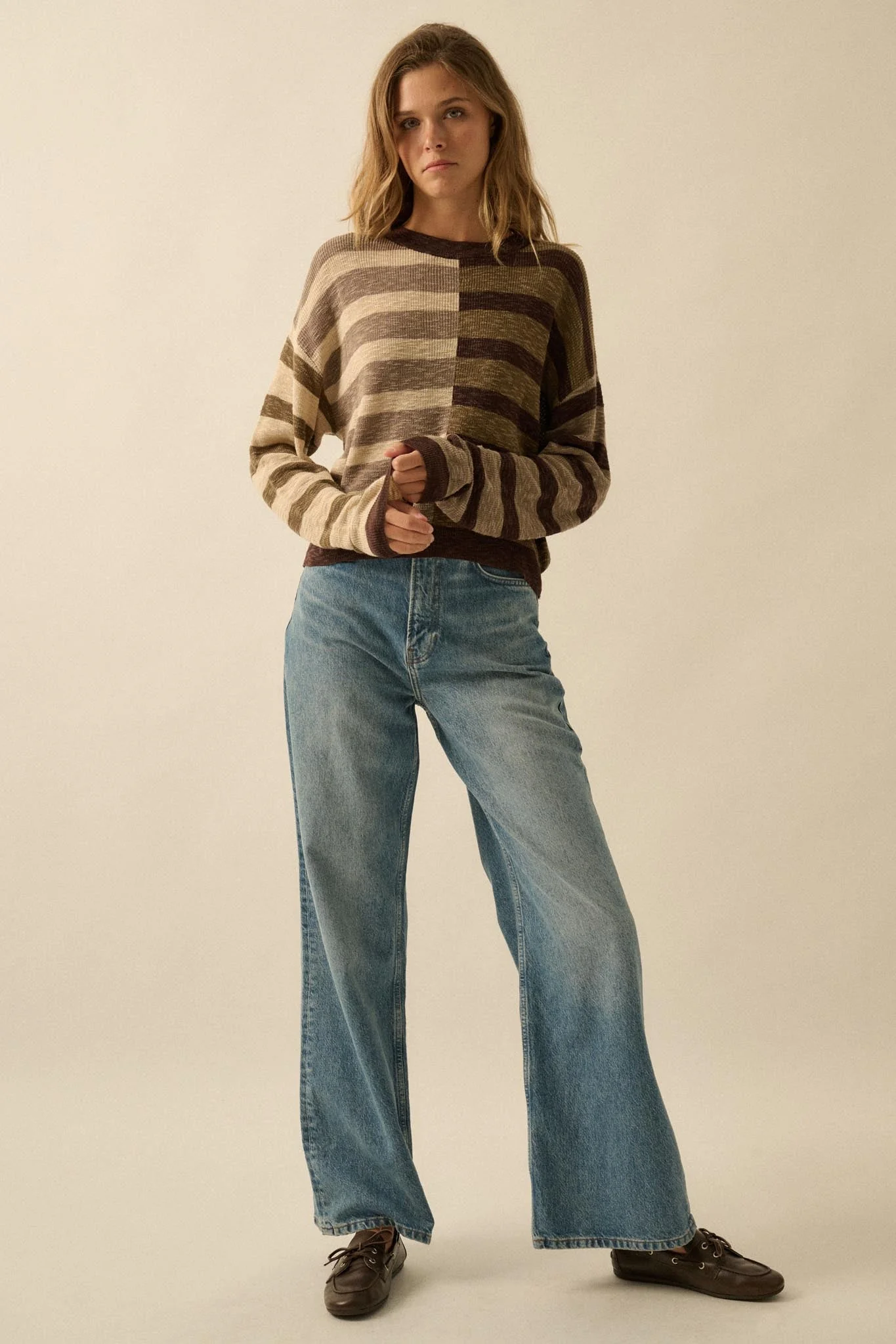 Double Feature Colorblock Striped Knit Sweater - Image 5