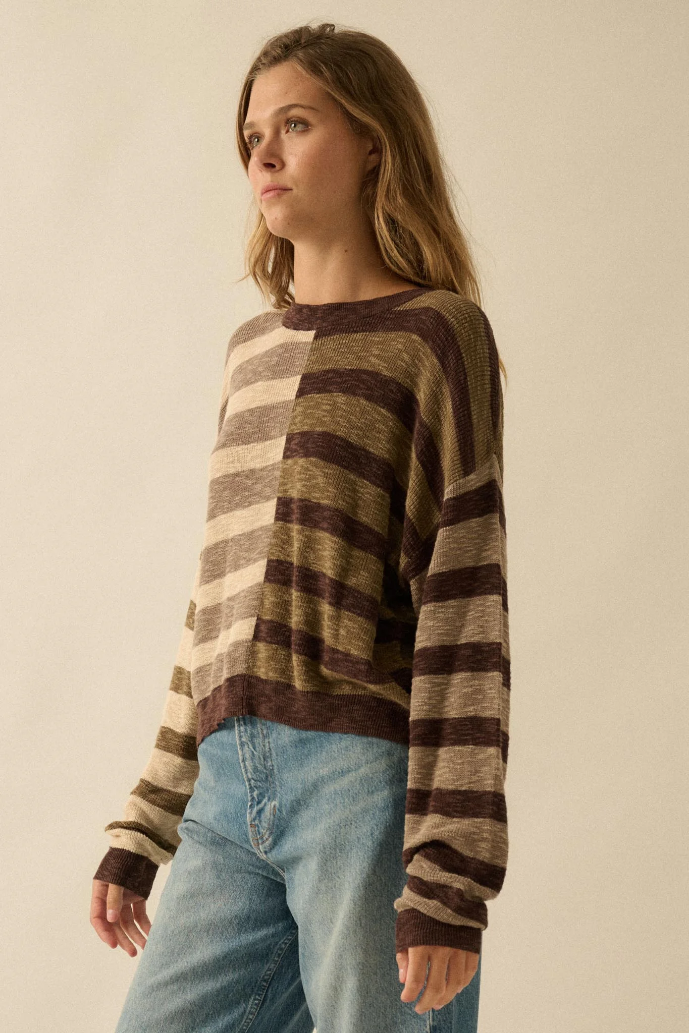 Double Feature Colorblock Striped Knit Sweater - Image 6